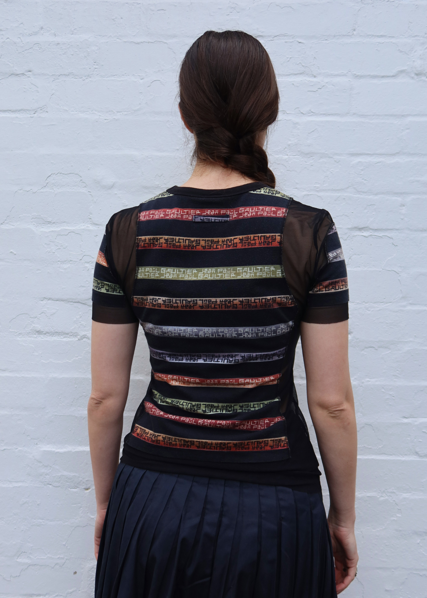 JEAN PAUL GAULTIER (AS IS) Stripe Tee W/ Mesh Panels
