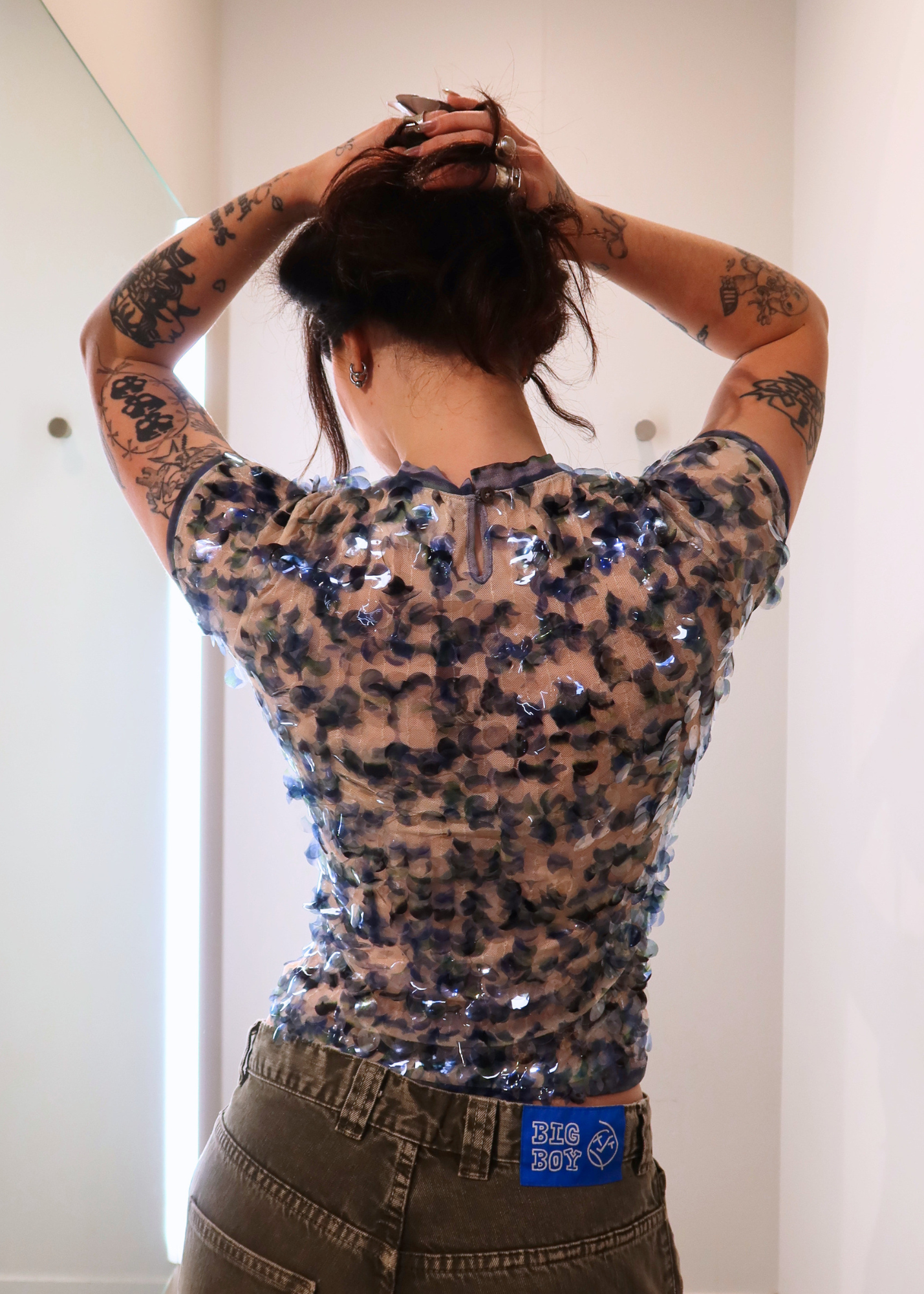 PARIS GEORGIA Mesh 'Mermaid Tee' W/ Oversized Sequins