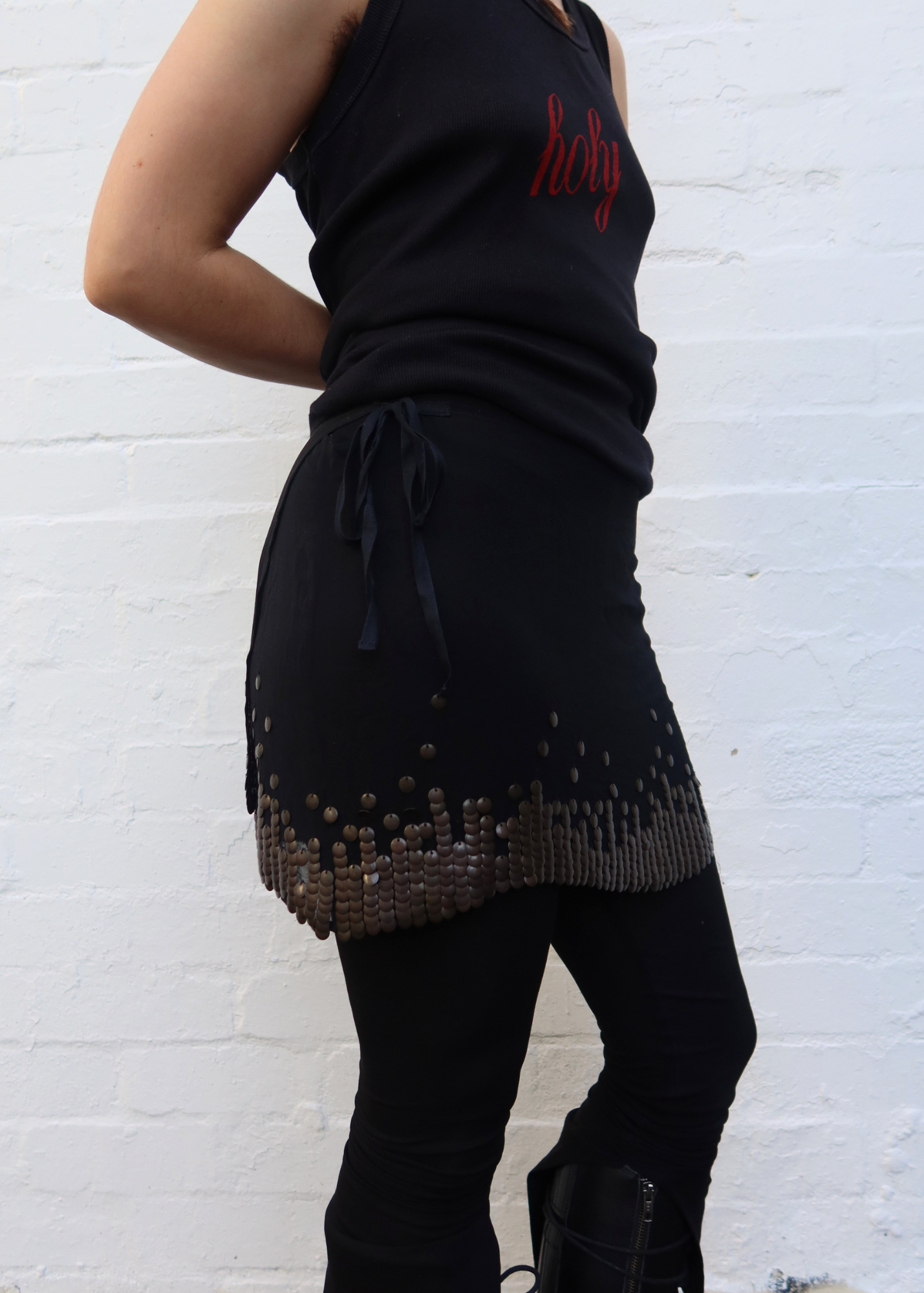 ANN DEMUELEMEESTER (AS IS) Re-Edition AW2004 Chiffon Bronze Coin Wrap Mini Skirt