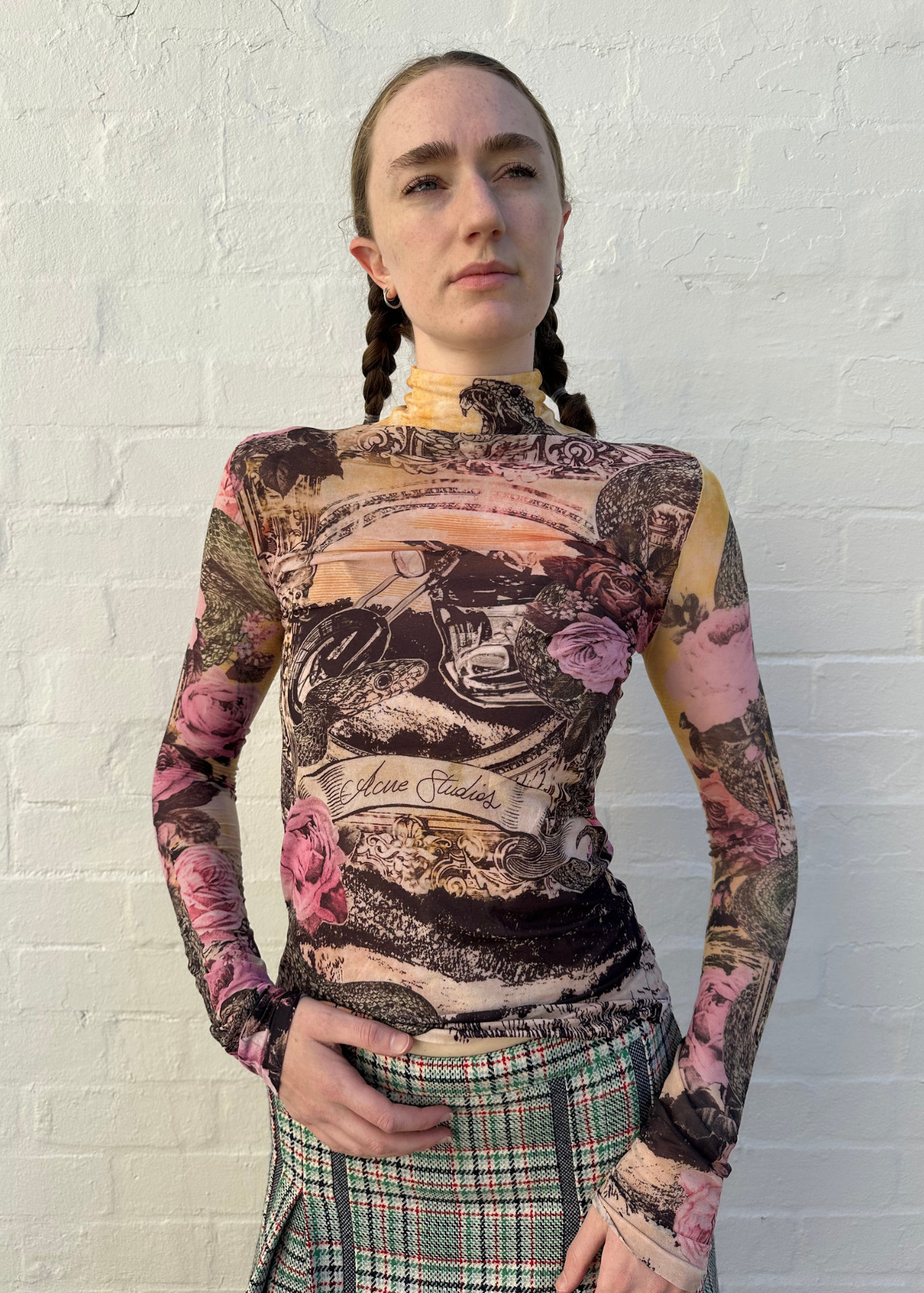 ACNE STUDIOS Moto Print Stocking Turtleneck