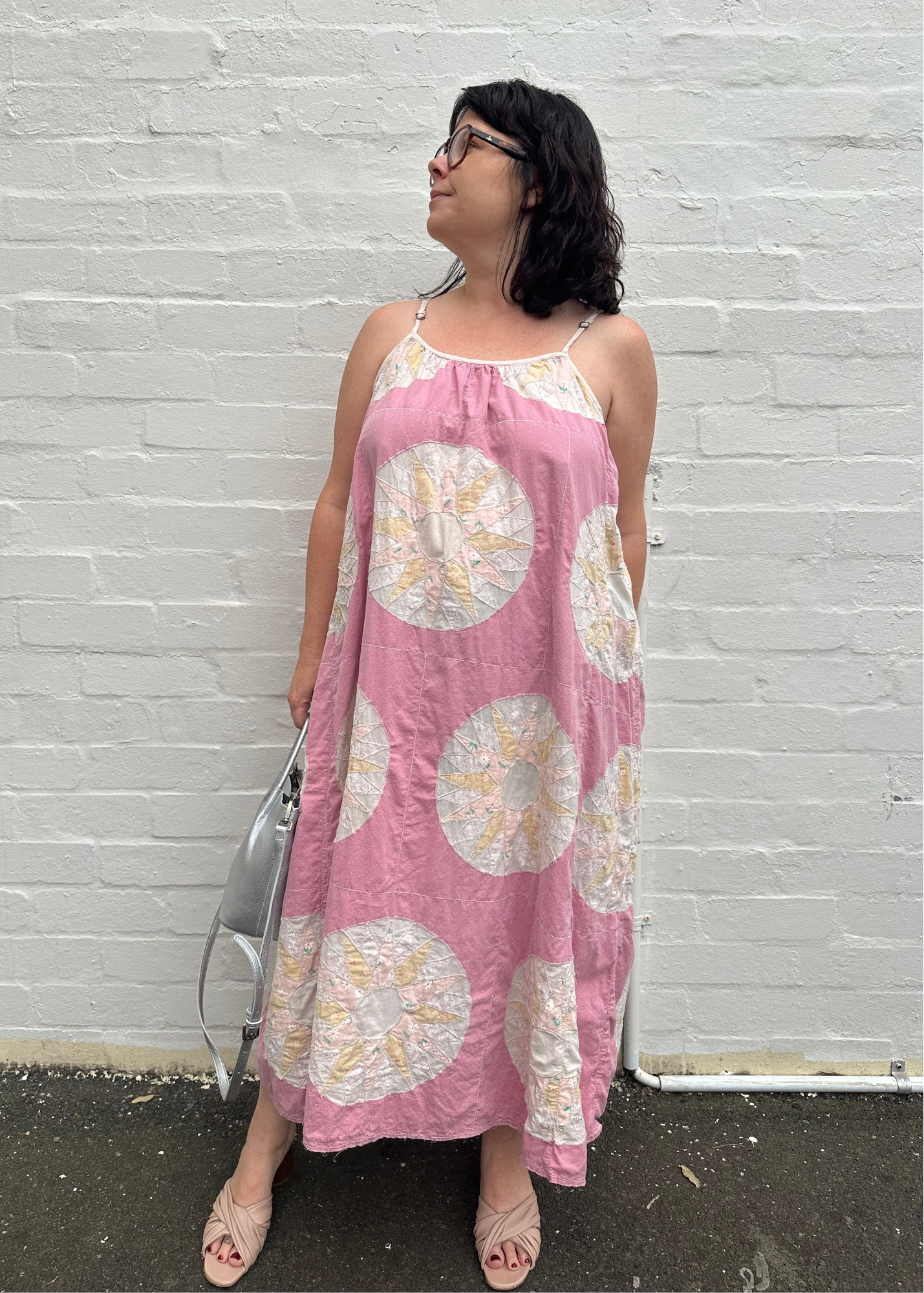 MAGNOLIA PEARL Patchwork Quilt Floral Midi Dress