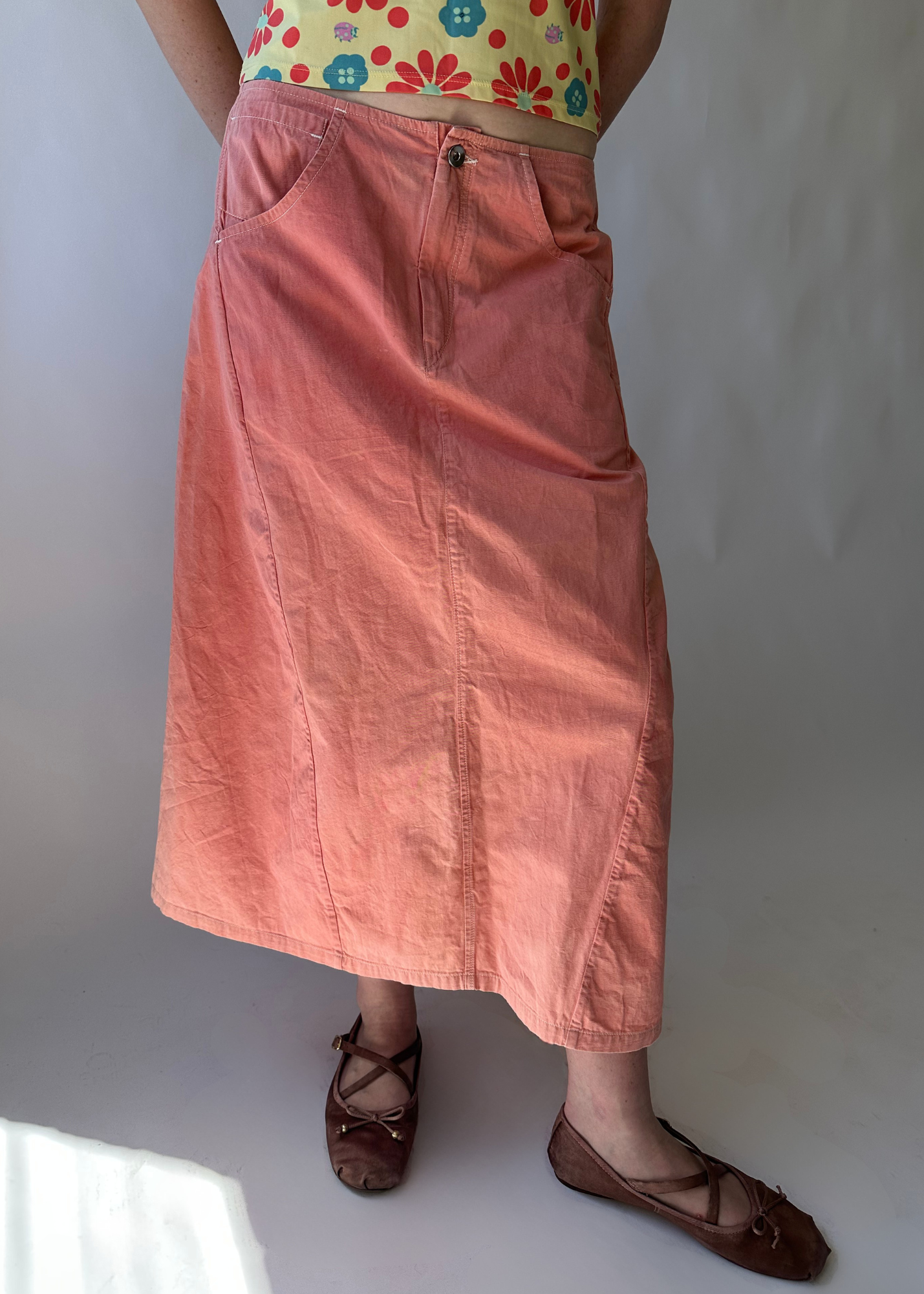 STORY MFG Contrast Stitch Midi Skirt