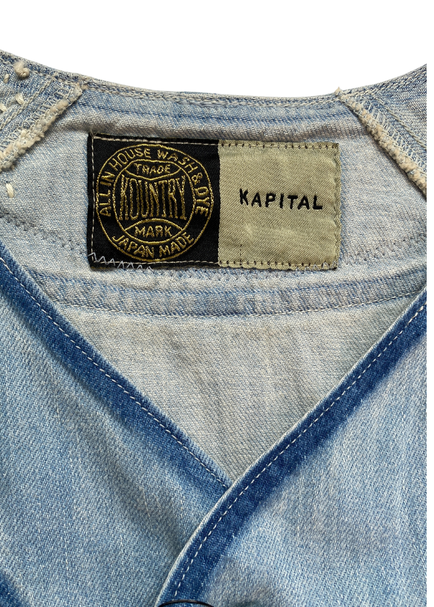 KAPITAL (BNWT) 8oz Reconstructed Denim 'GREAT KOUNTRY' Baseball Shirt
