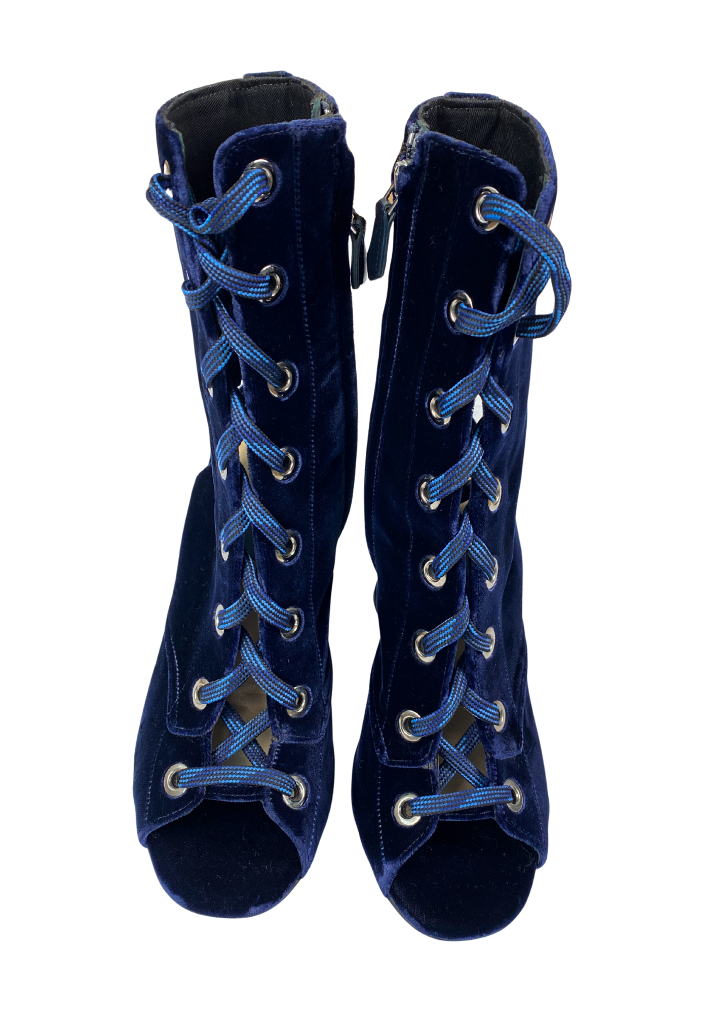 PRADA FW2016 Velvet Lace Up Wedge Boots