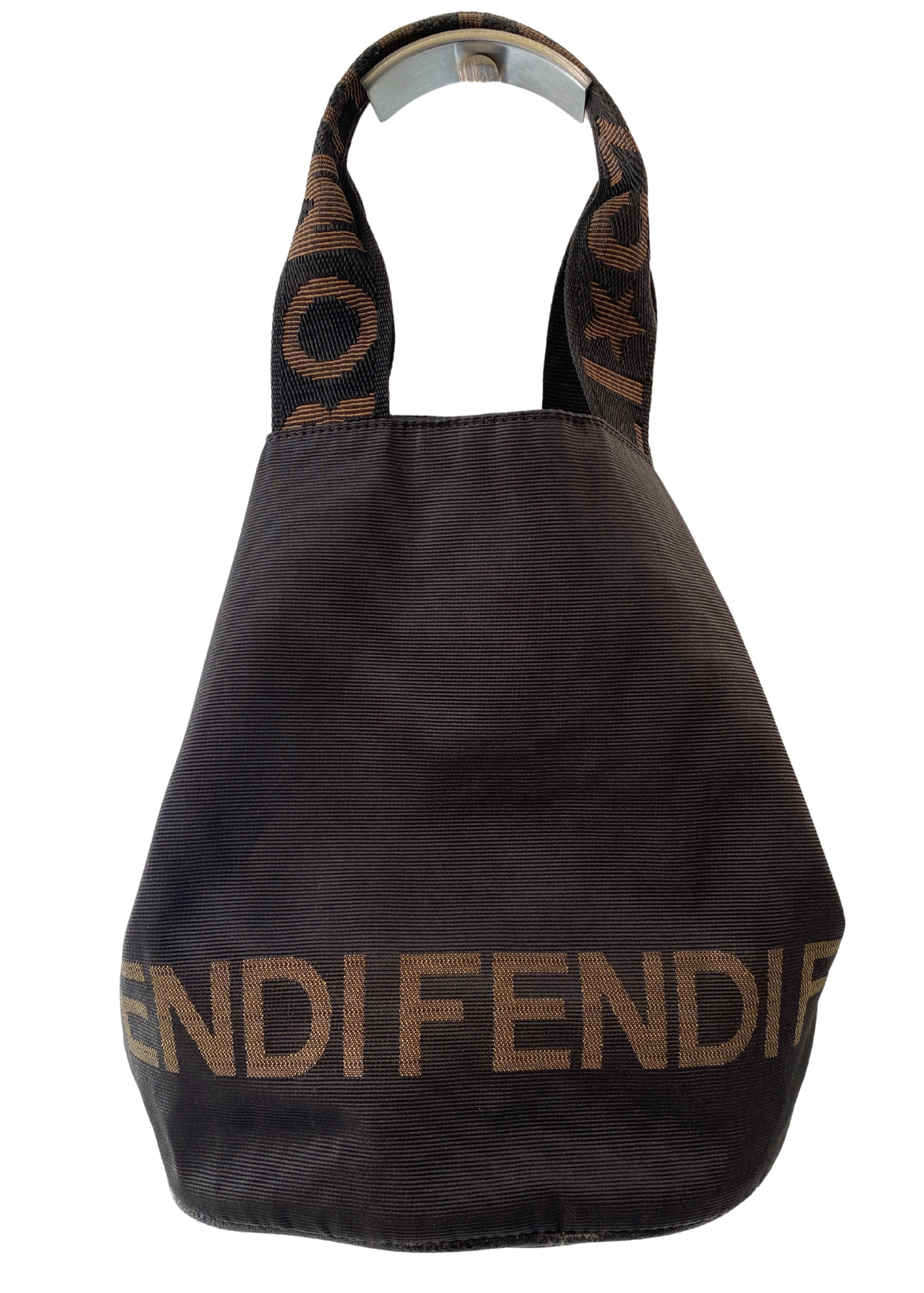 FENDI (AS IS) Logo Jacquard Canvas Mini Bucket Bag
