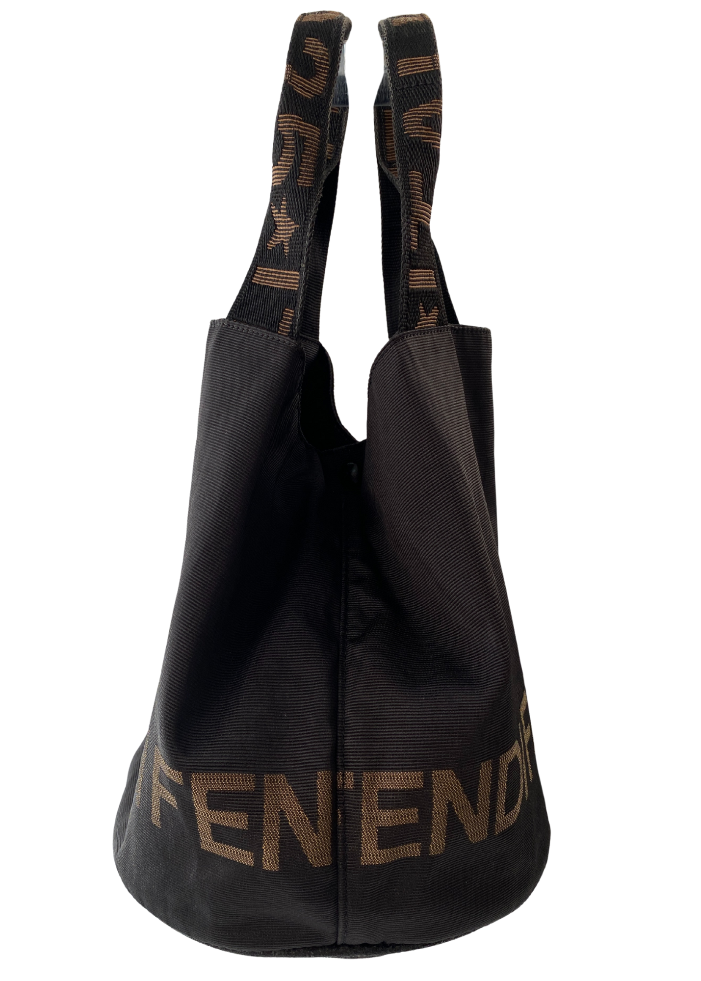 FENDI (AS IS) Logo Jacquard Canvas Mini Bucket Bag