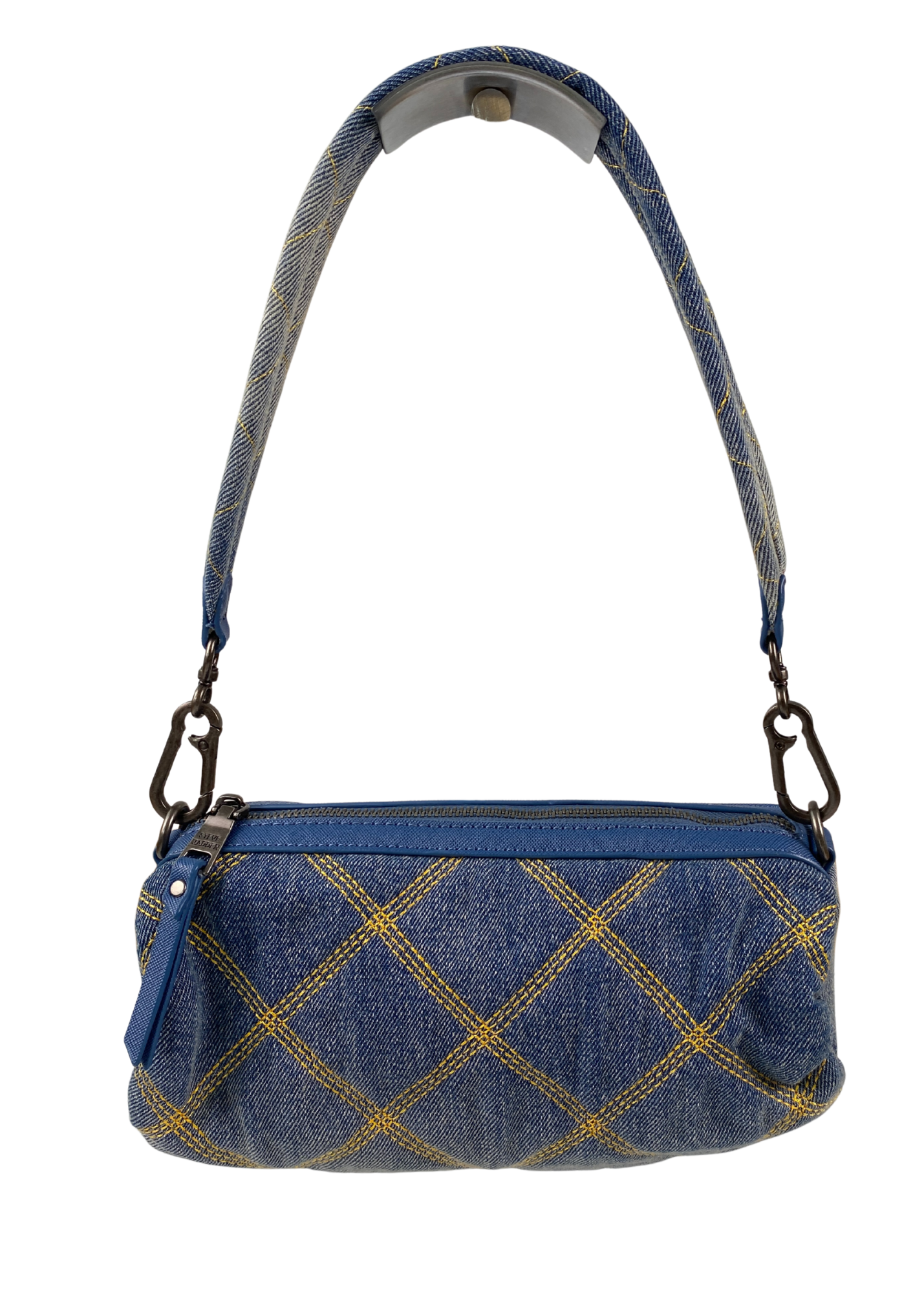 STEVE MADDEN Quilted Denim Barrel Bag