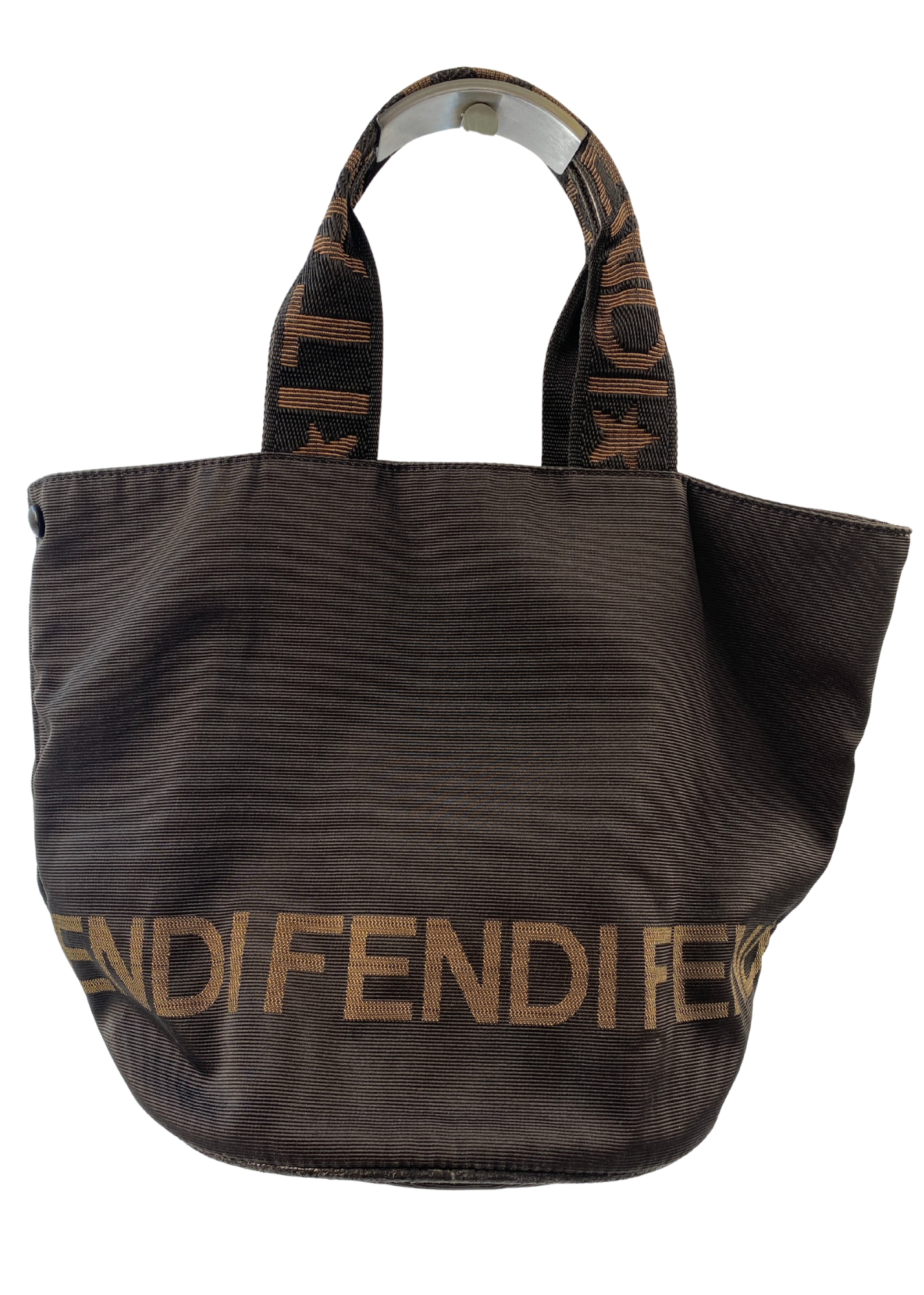 FENDI (AS IS) Logo Jacquard Canvas Mini Bucket Bag