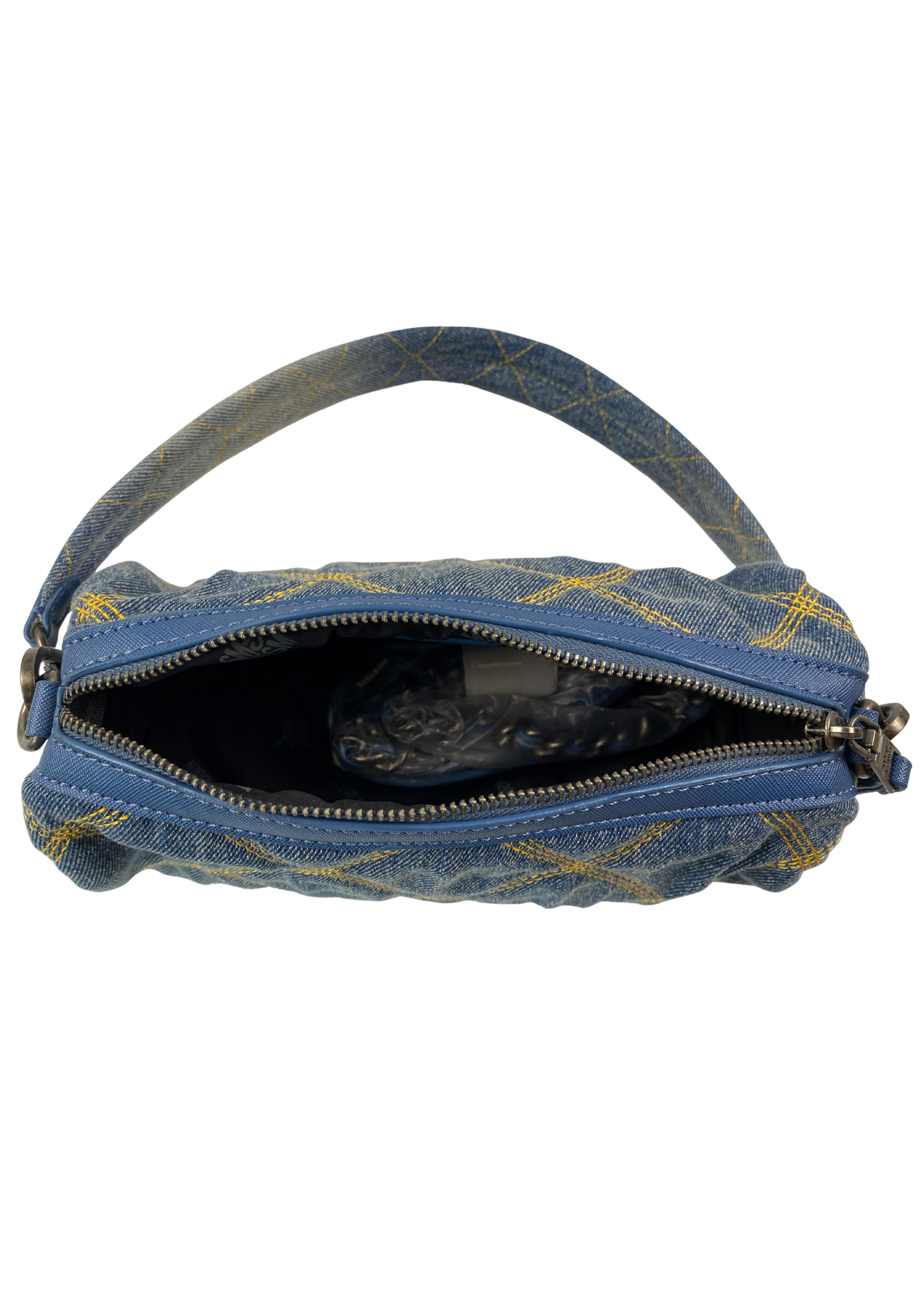 STEVE MADDEN Quilted Denim Barrel Bag