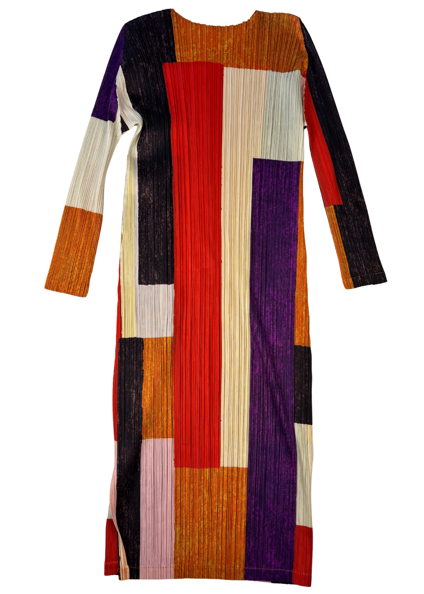 ISSEY MIYAKE PLEATS PLEASE Colour-block Pleat Maxi Dress