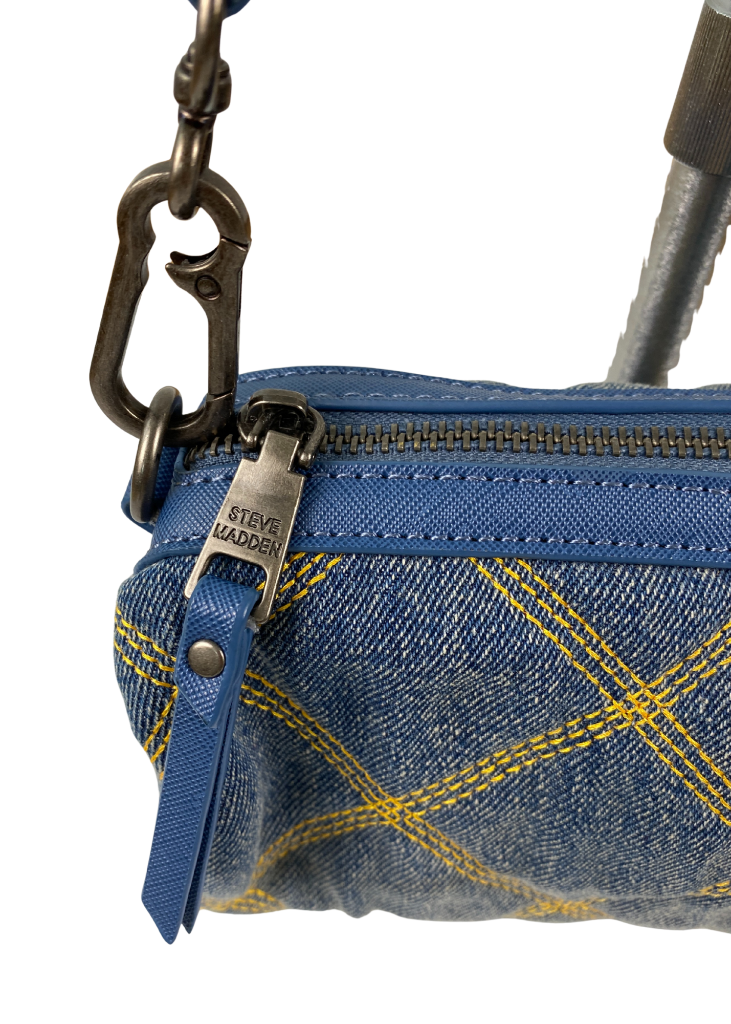 STEVE MADDEN Quilted Denim Barrel Bag