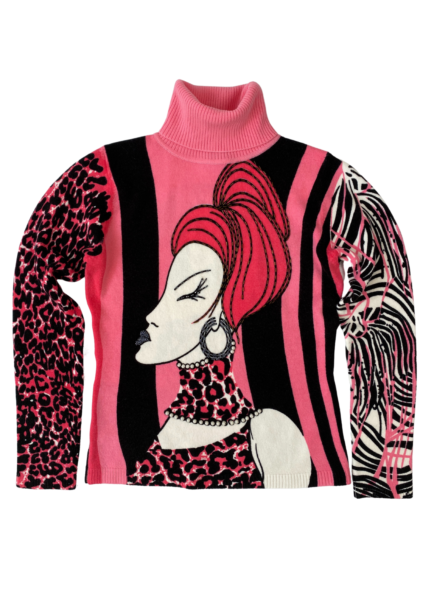 CUSTO BARCELONA Diva Pearl Beaded Turtleneck