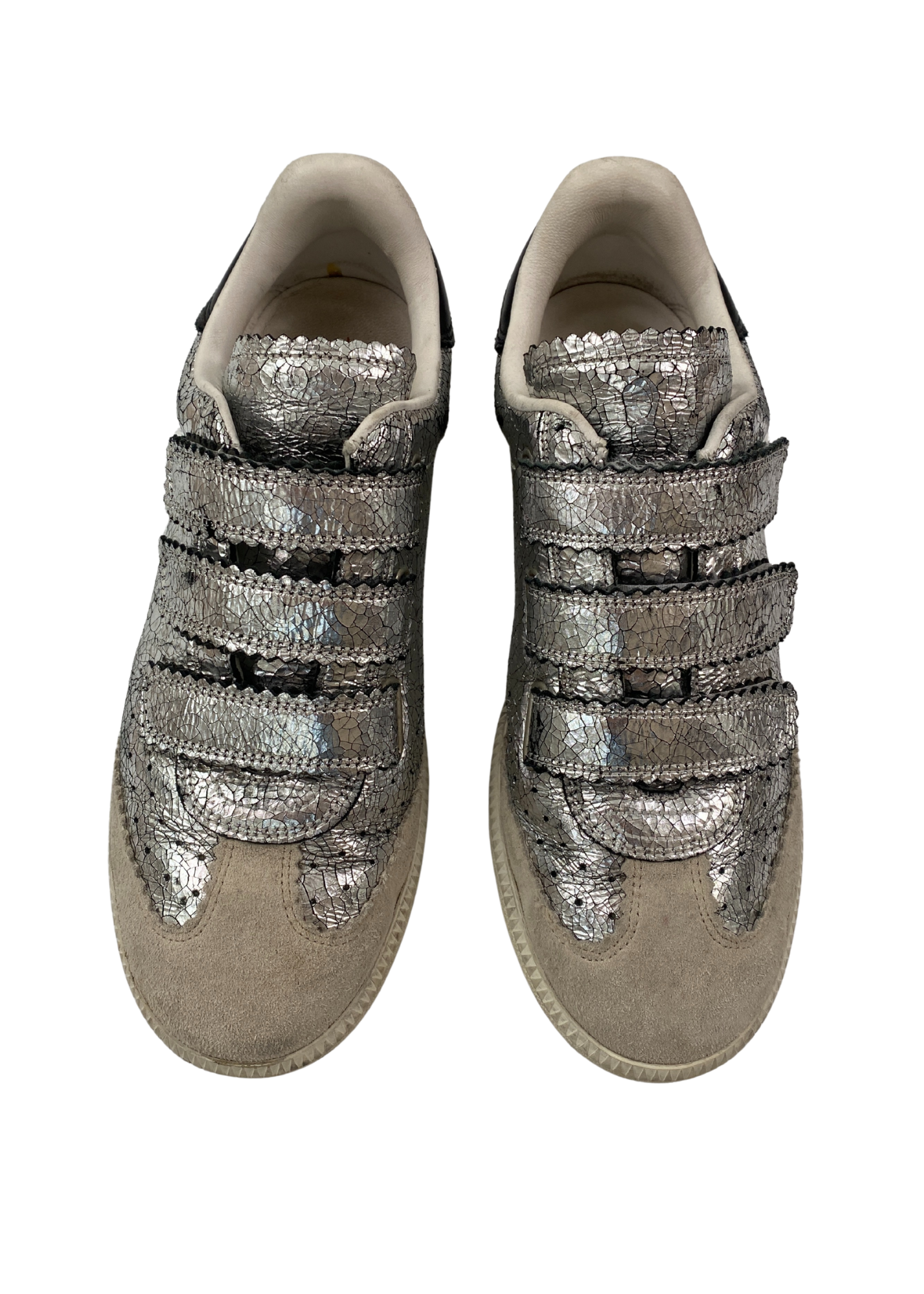 ISABEL MARANT (AS IS) Crackle Metallic Velcro Sneakers