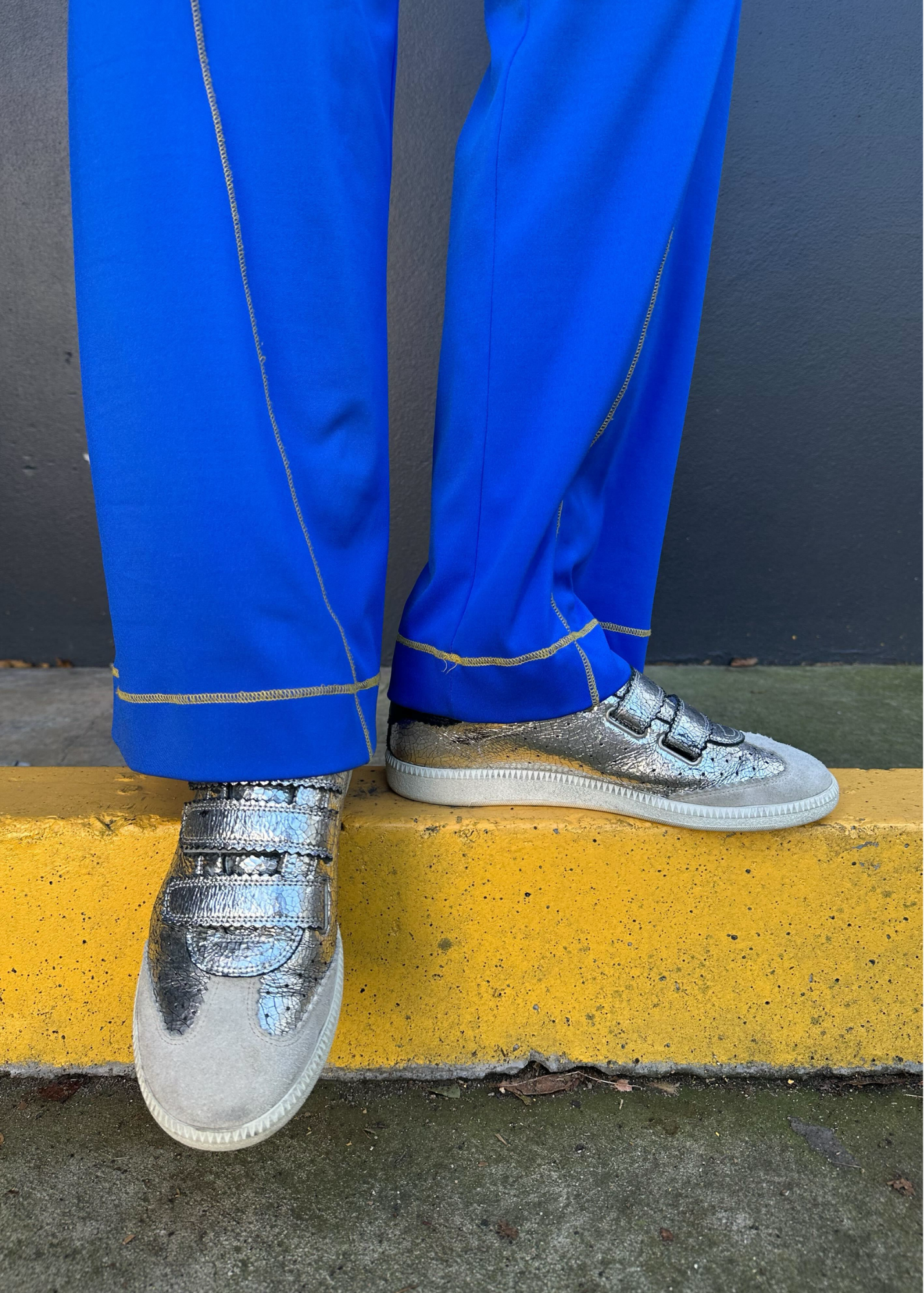 ISABEL MARANT (AS IS) Crackle Metallic Velcro Sneakers