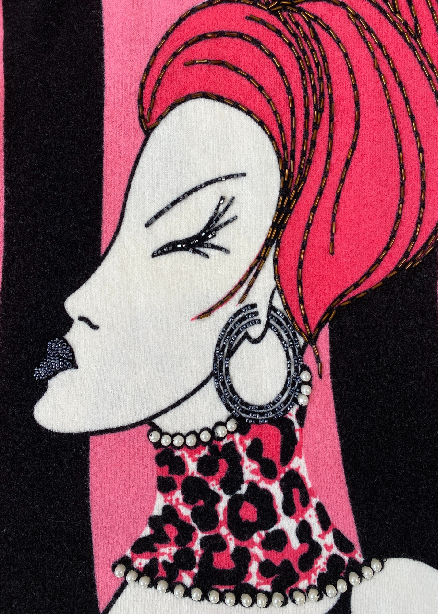 CUSTO BARCELONA Diva Pearl Beaded Turtleneck