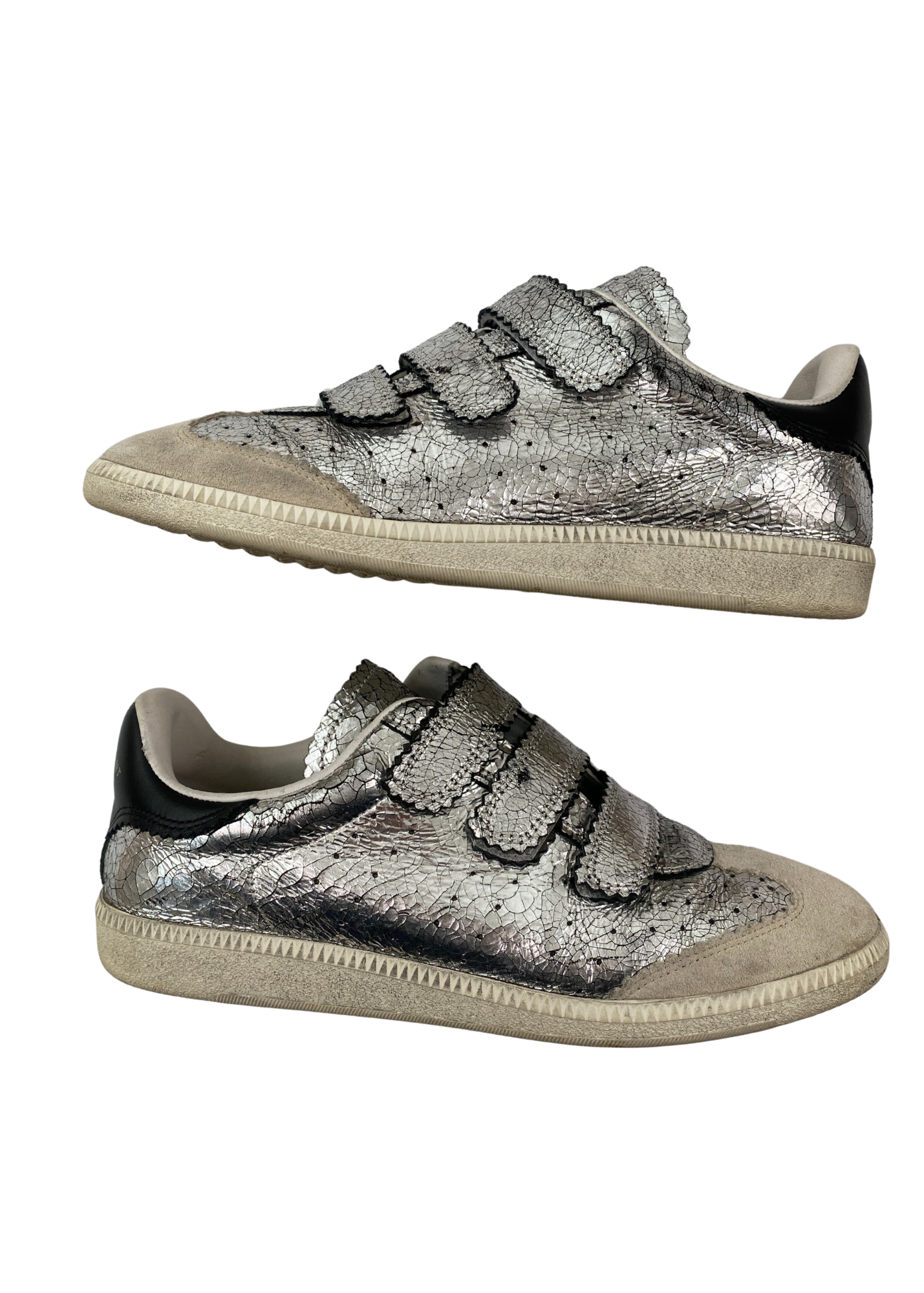 ISABEL MARANT (AS IS) Crackle Metallic Velcro Sneakers