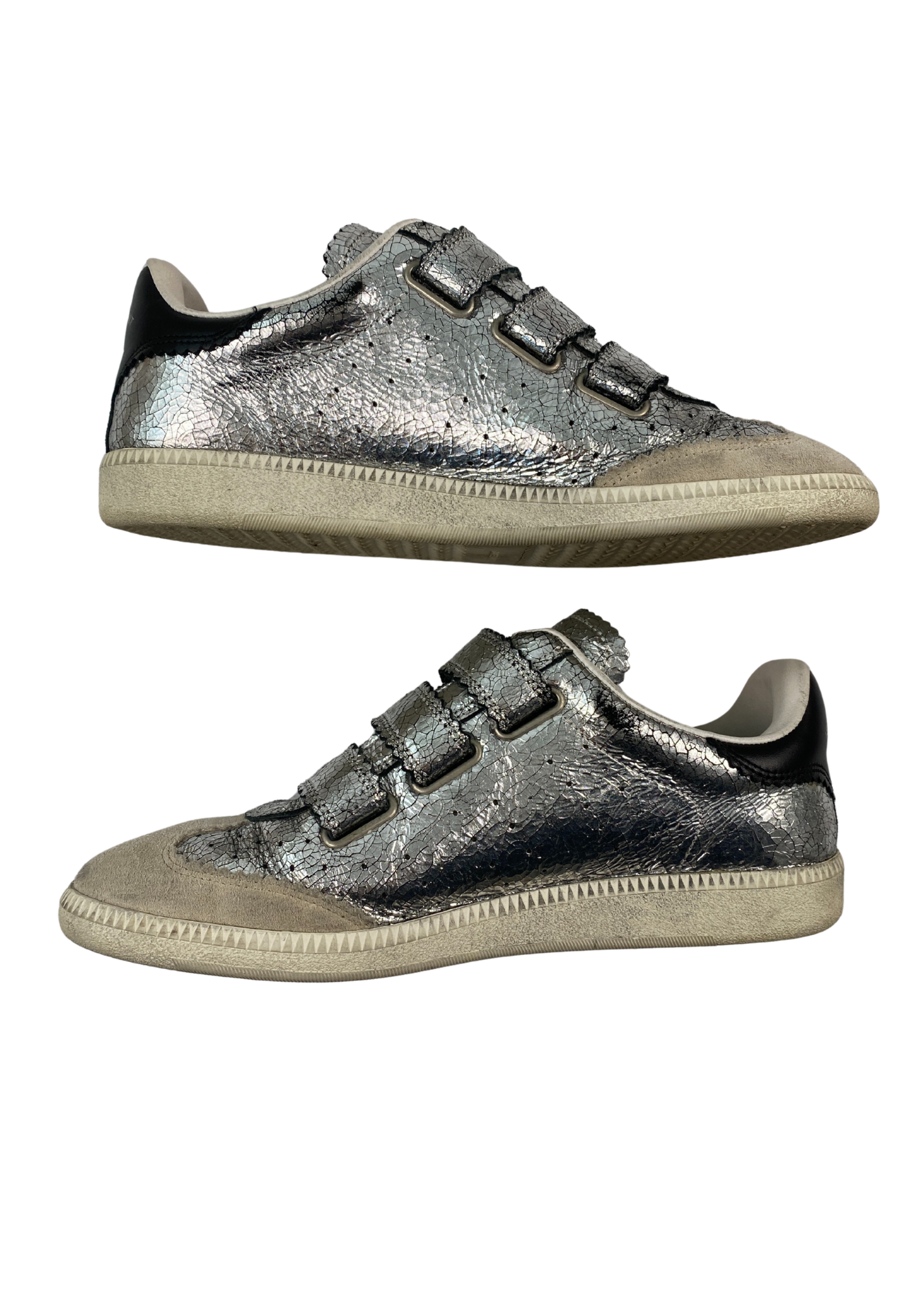 ISABEL MARANT (AS IS) Crackle Metallic Velcro Sneakers