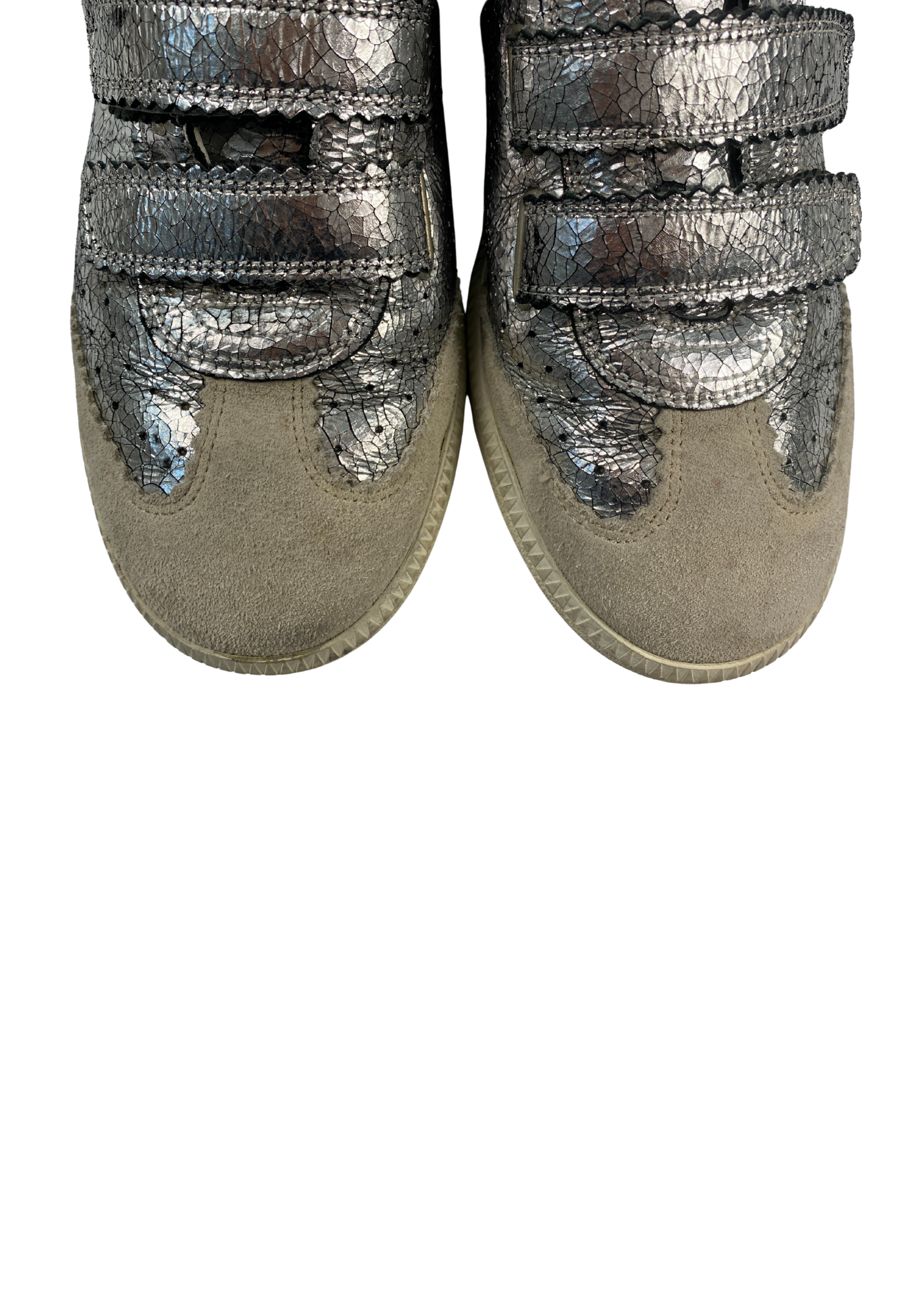ISABEL MARANT (AS IS) Crackle Metallic Velcro Sneakers