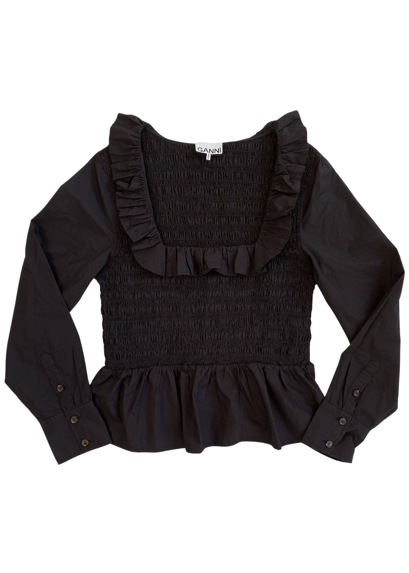 GANNI Ruched Long Sleeve Top