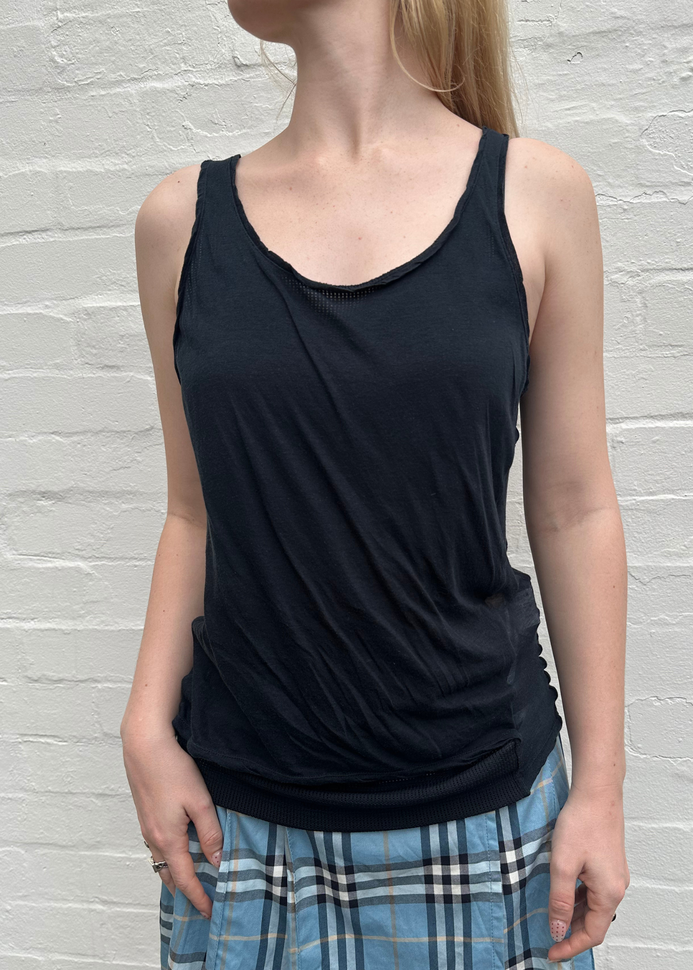 BALENCIAGA Cotton + Mesh Layered Tank Top