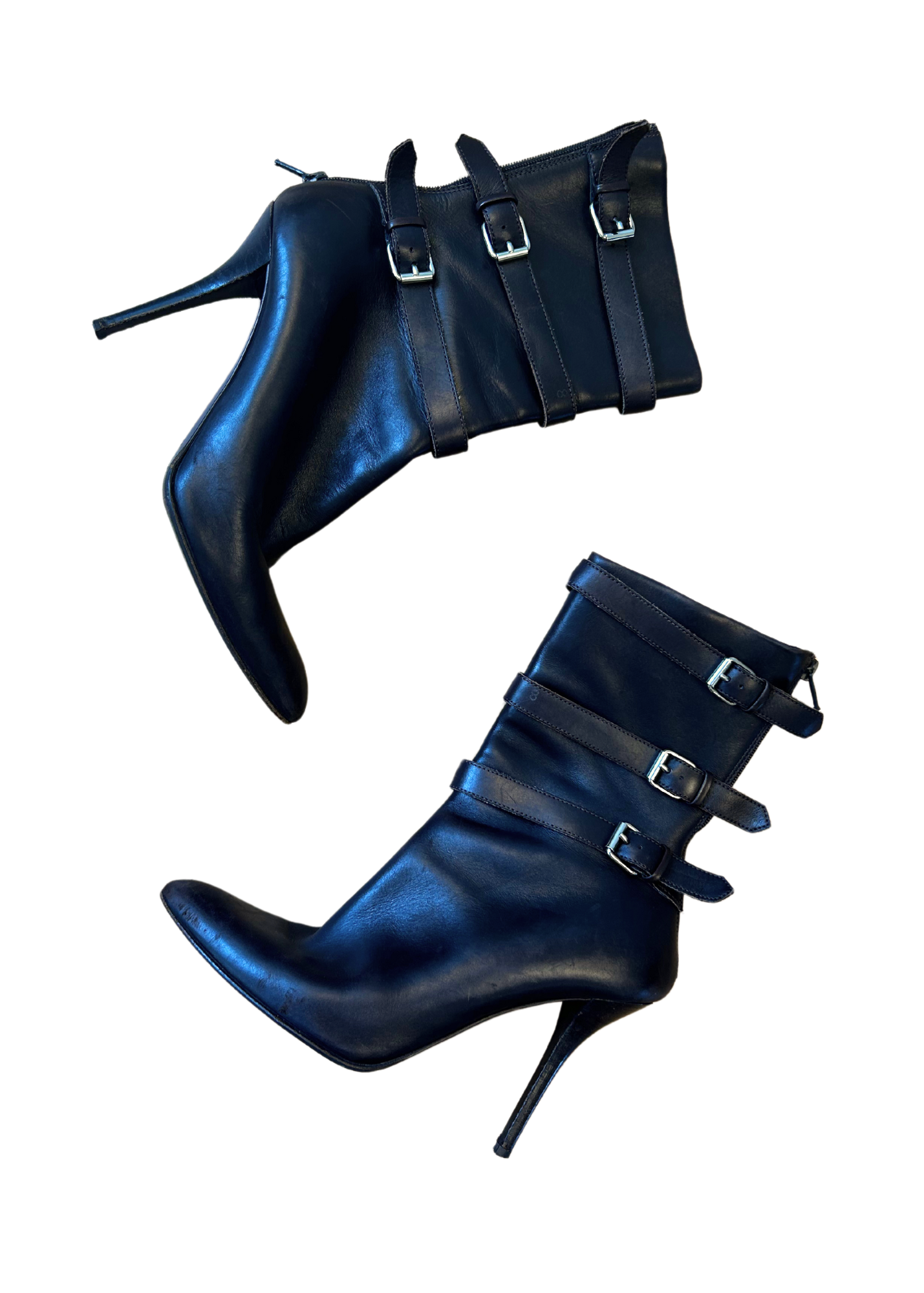 HELMUT LANG (AS IS) Brown Triple Buckle Stiletto Boots