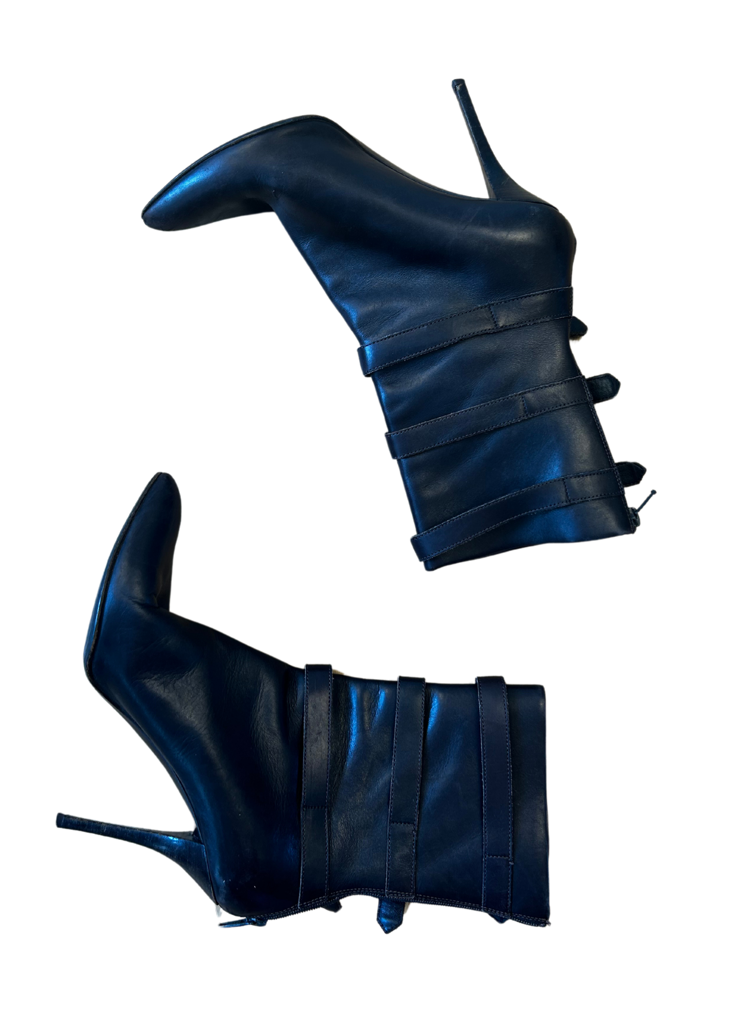 HELMUT LANG (AS IS) Brown Triple Buckle Stiletto Boots