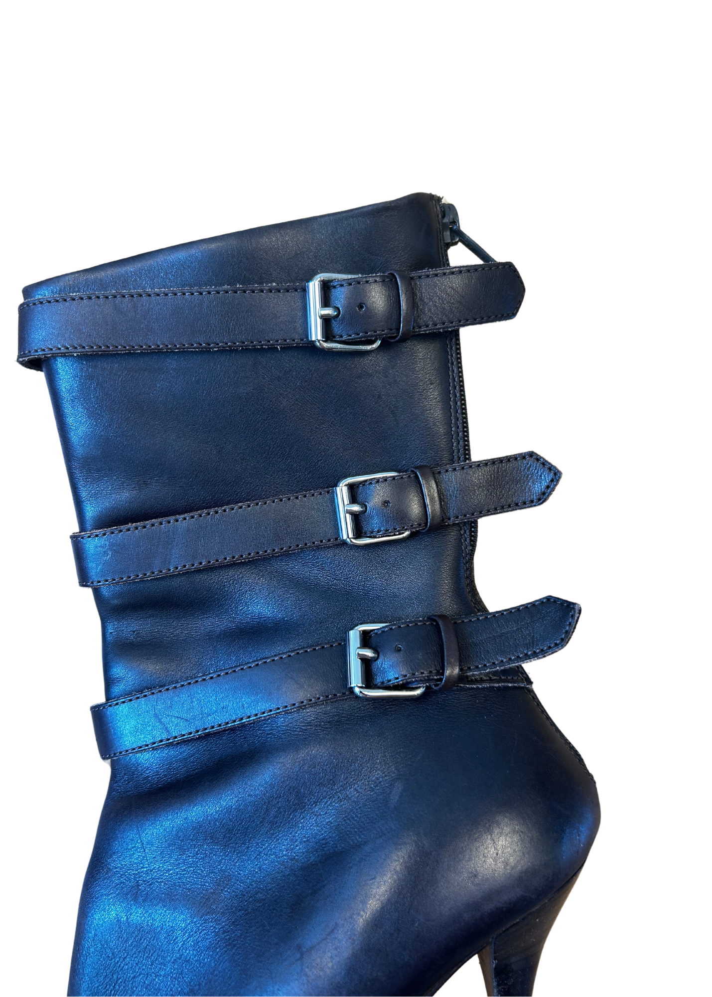 HELMUT LANG (AS IS) Brown Triple Buckle Stiletto Boots