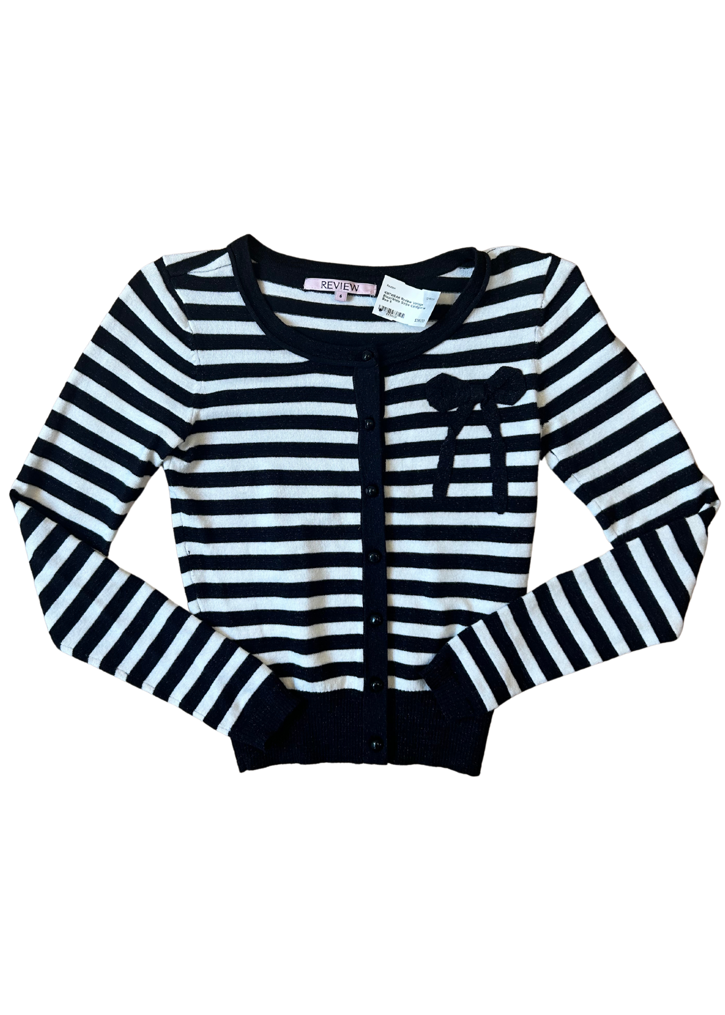 REVIEW VINTAGE Stripe Bow Cardigan