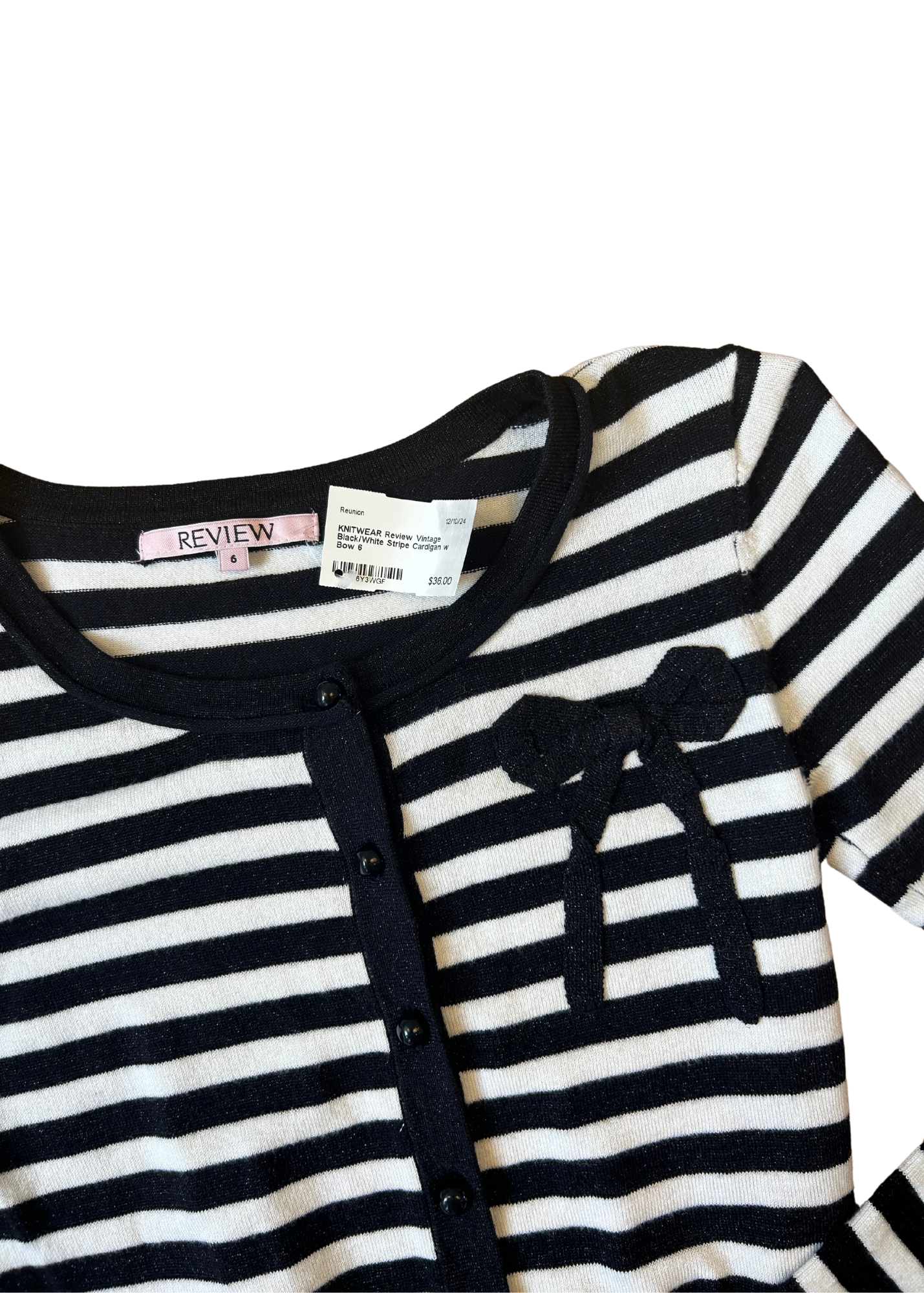 REVIEW VINTAGE Stripe Bow Cardigan