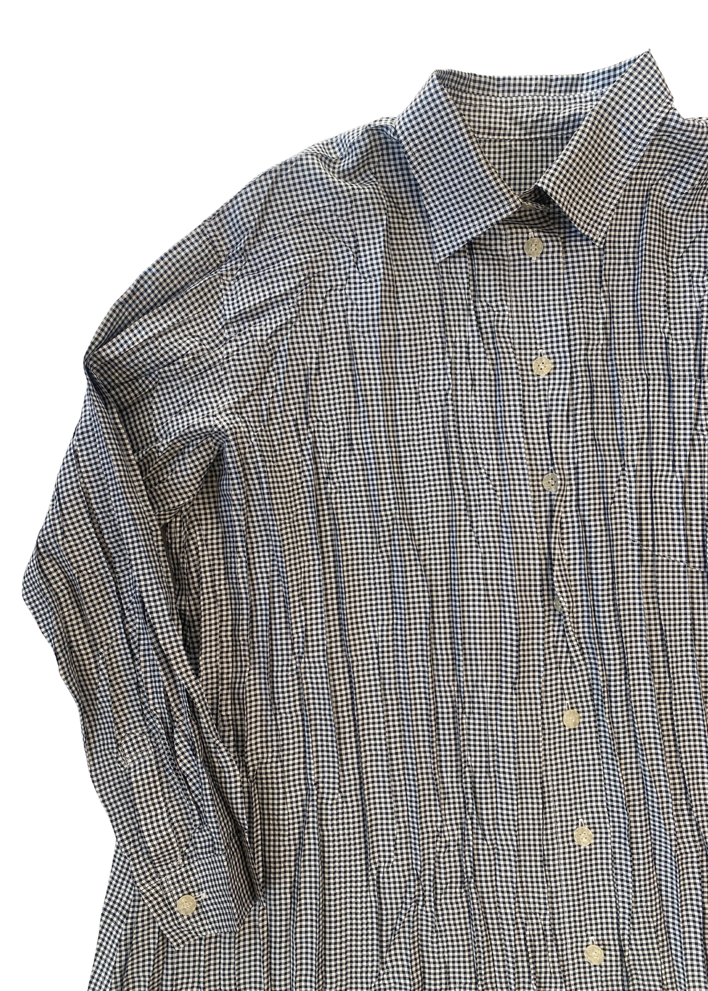 ISSEY MIYAKE PLEATS PLEASE Gingham Shirt Midi Dress
