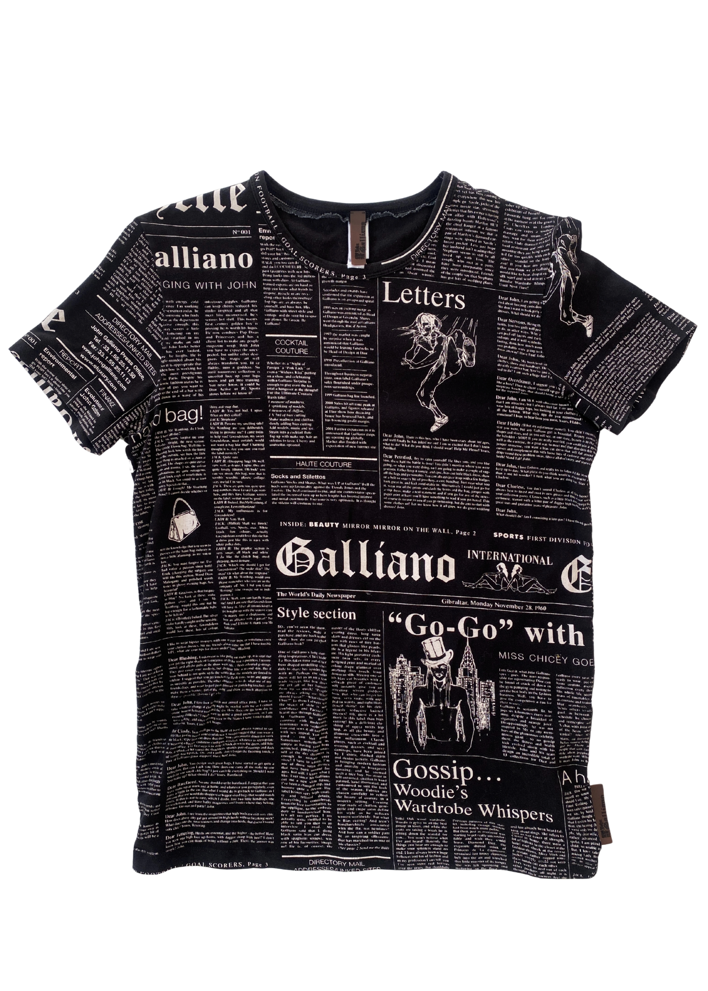 JOHN GALLIANO Gazette Newspaper Print T-Shirt