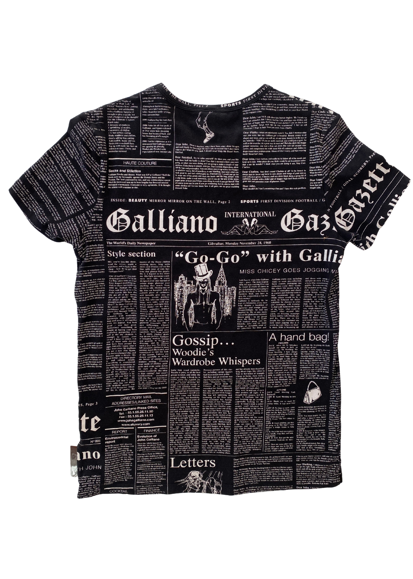 JOHN GALLIANO Gazette Newspaper Print T-Shirt