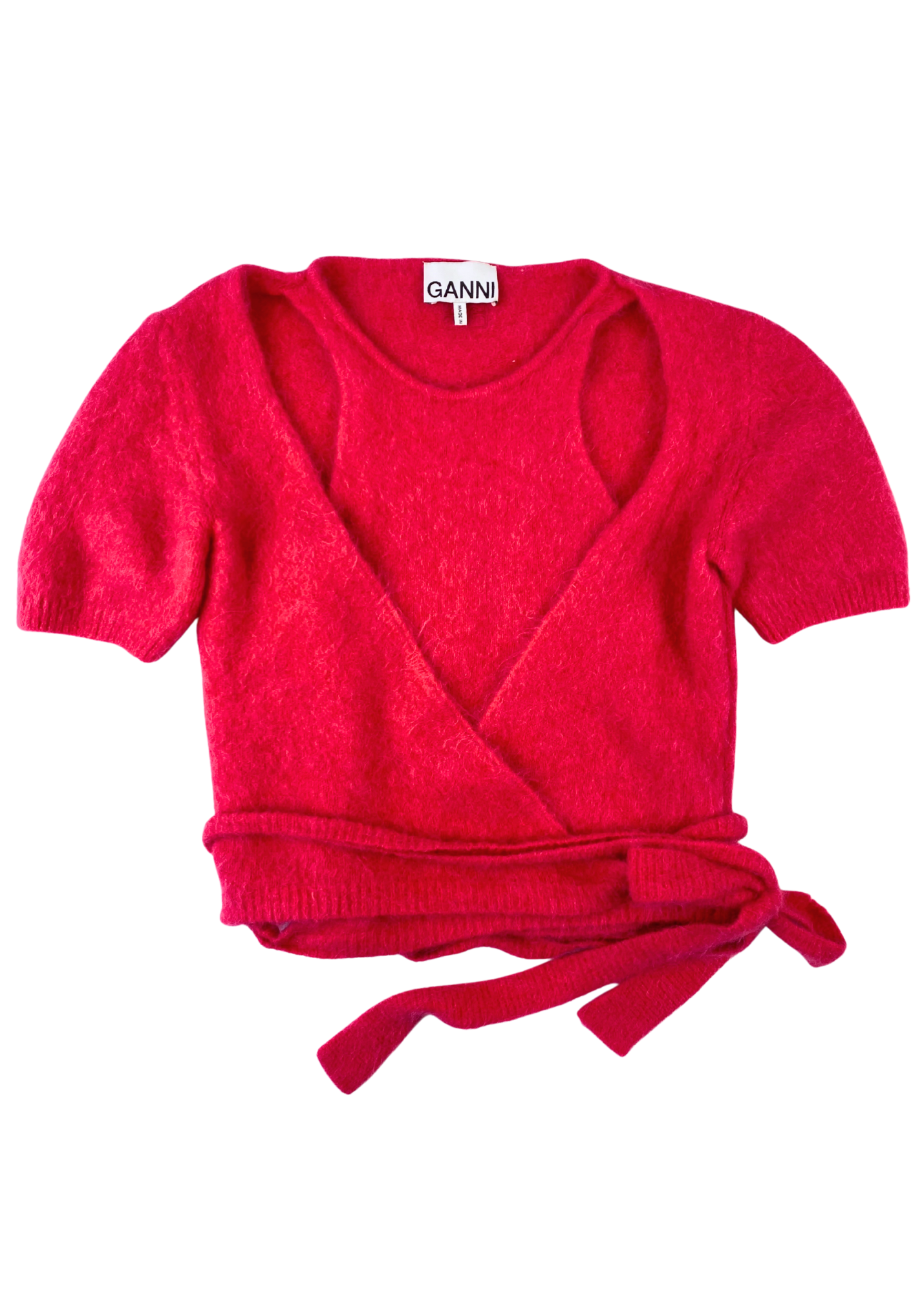 GANNI Knit Cut Out Tie Top