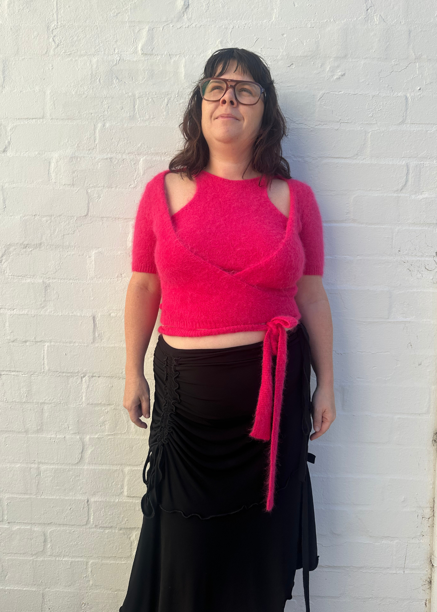 GANNI Knit Cut Out Tie Top