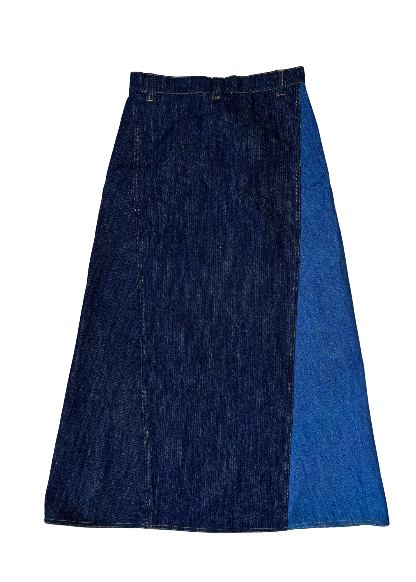 BLANCA Denim Tow Tone Maxi Skirt