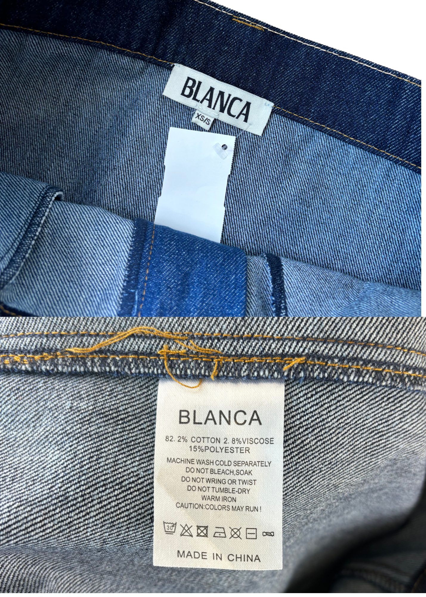 BLANCA Denim Tow Tone Maxi Skirt