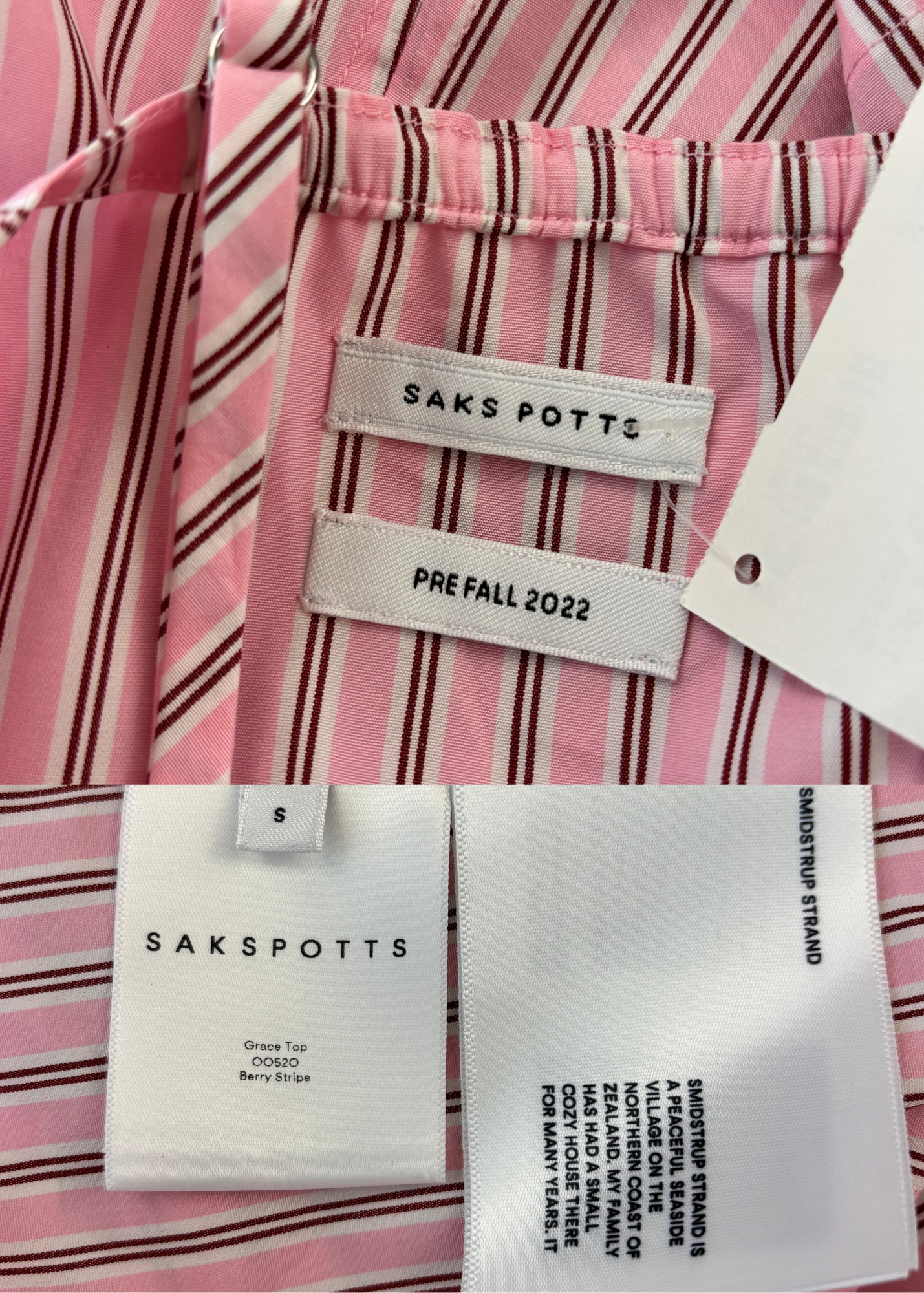 Saks Potts Pink Stripe Top