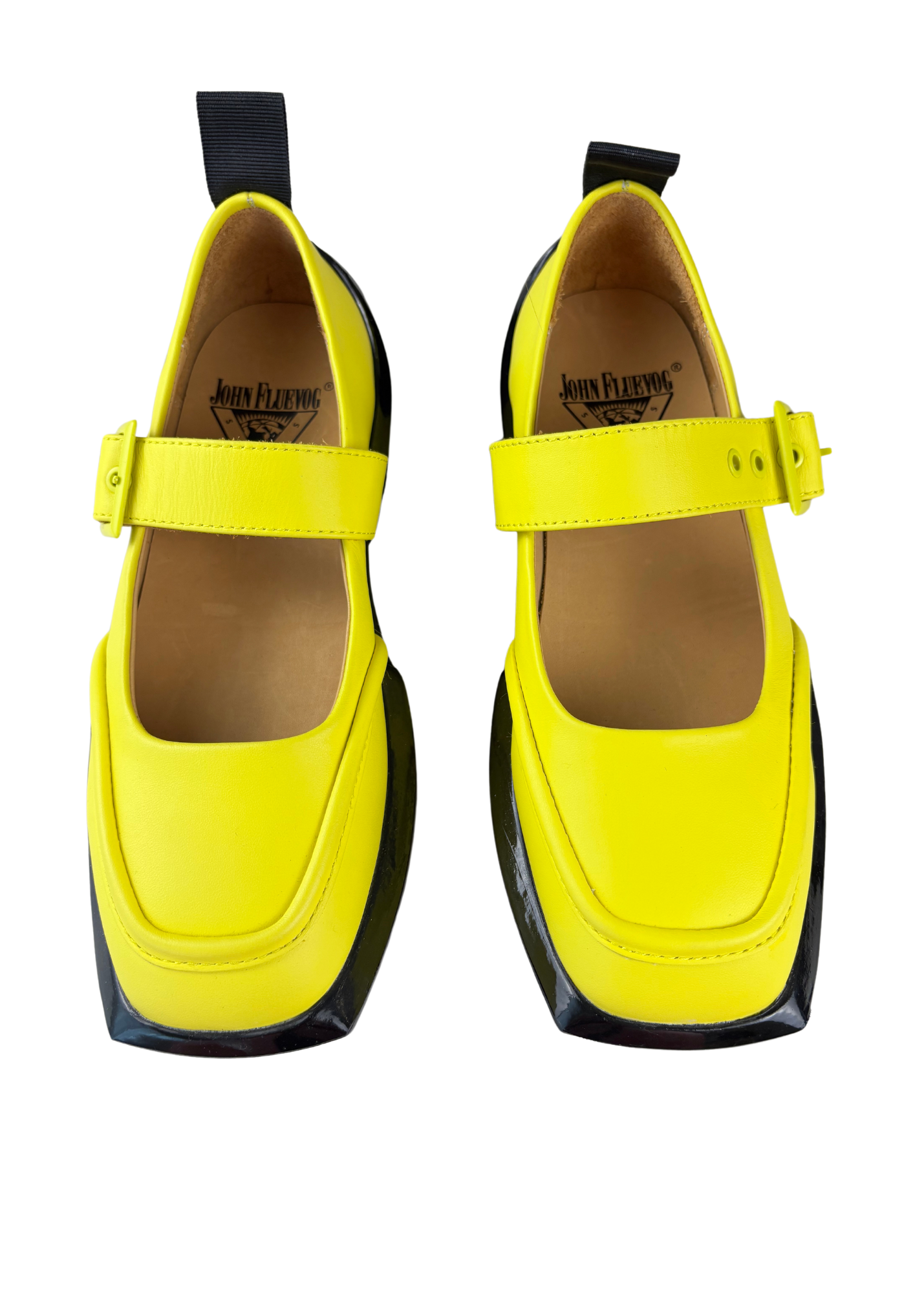 Neon yellow John Fluevog Mary Janes Buckle Strap