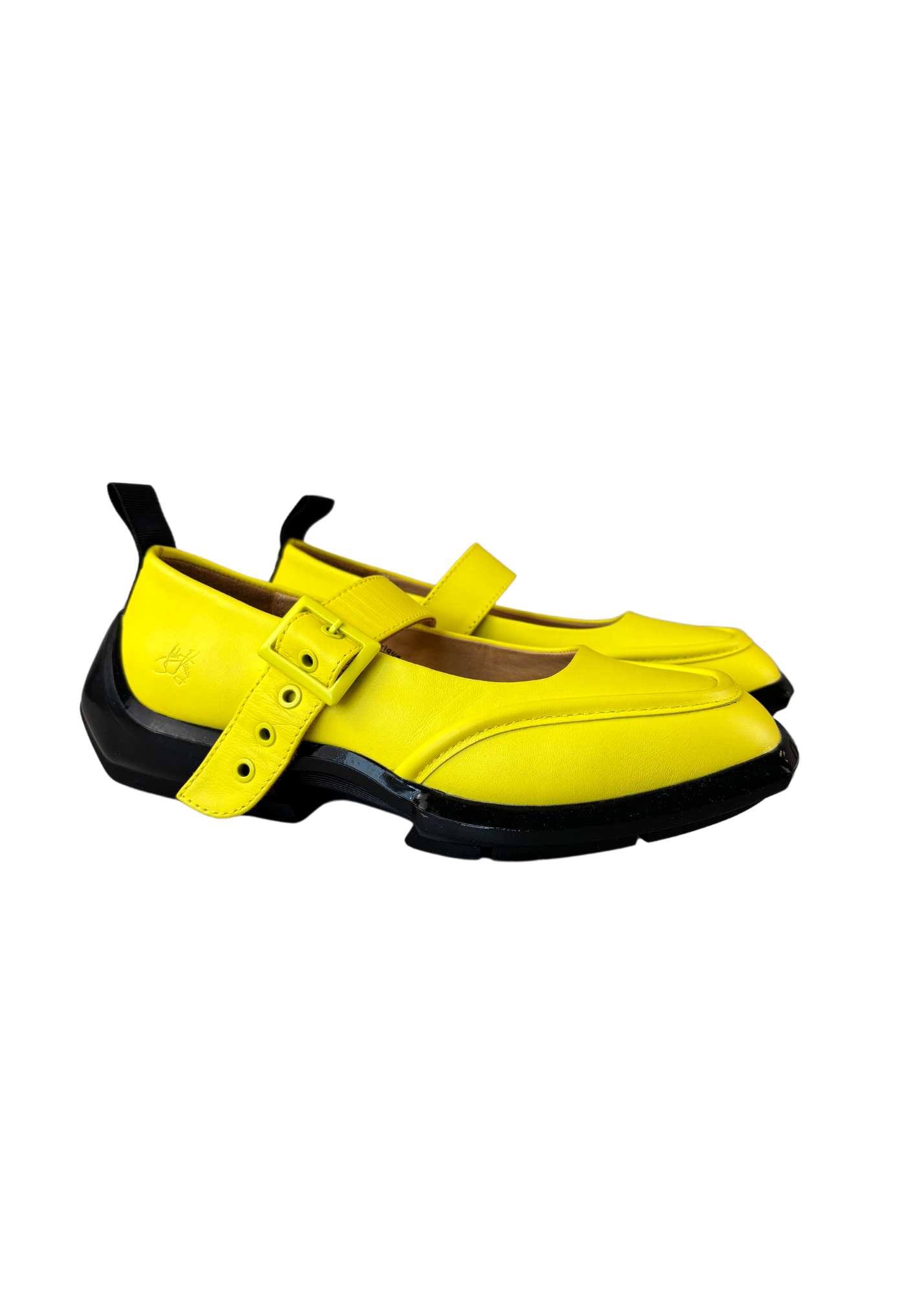 Neon yellow John Fluevog Mary Janes Buckle Strap