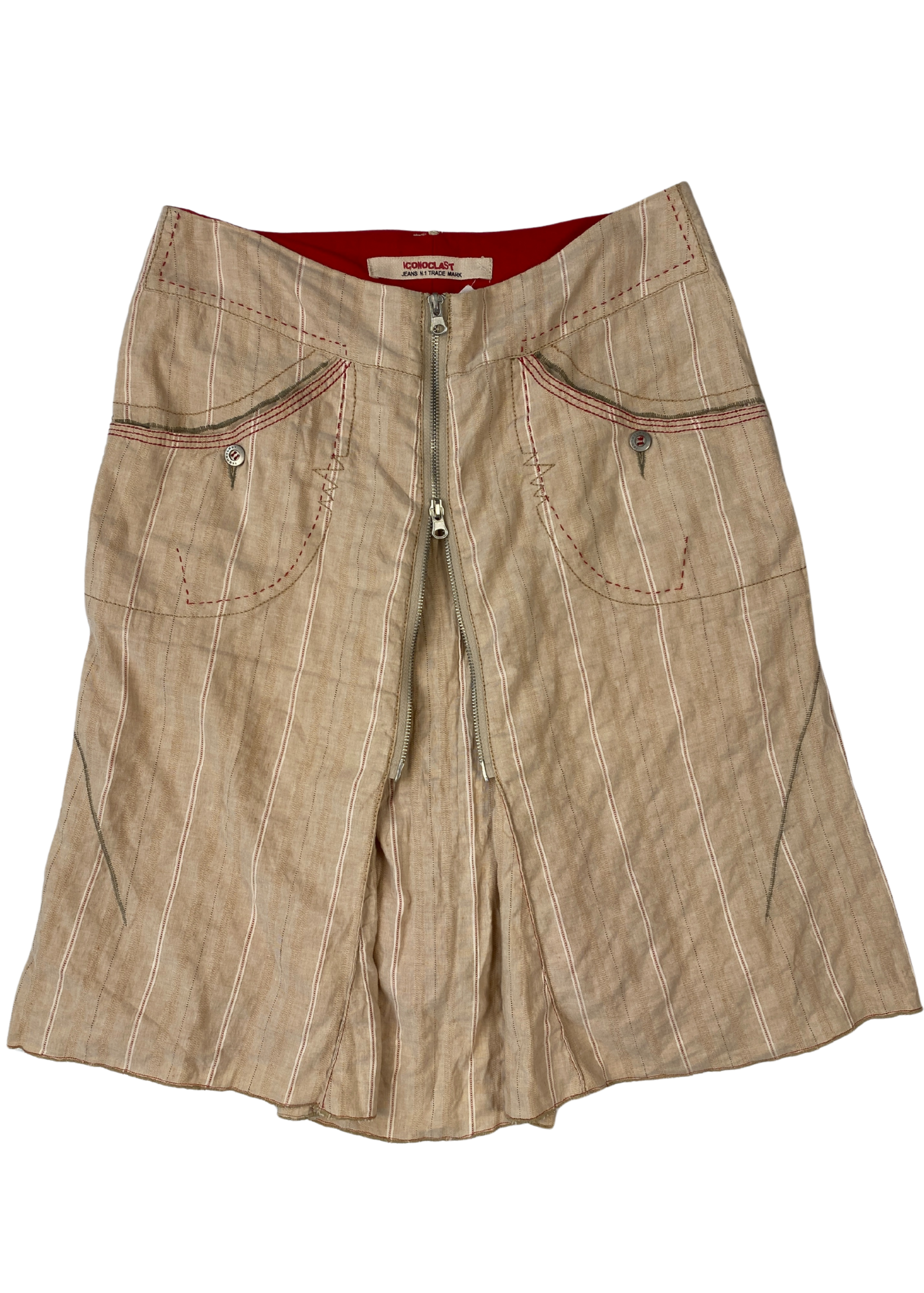 ICONOCLAST (AS IS) Contrast Stitch Two Way Zip Midi Skirt