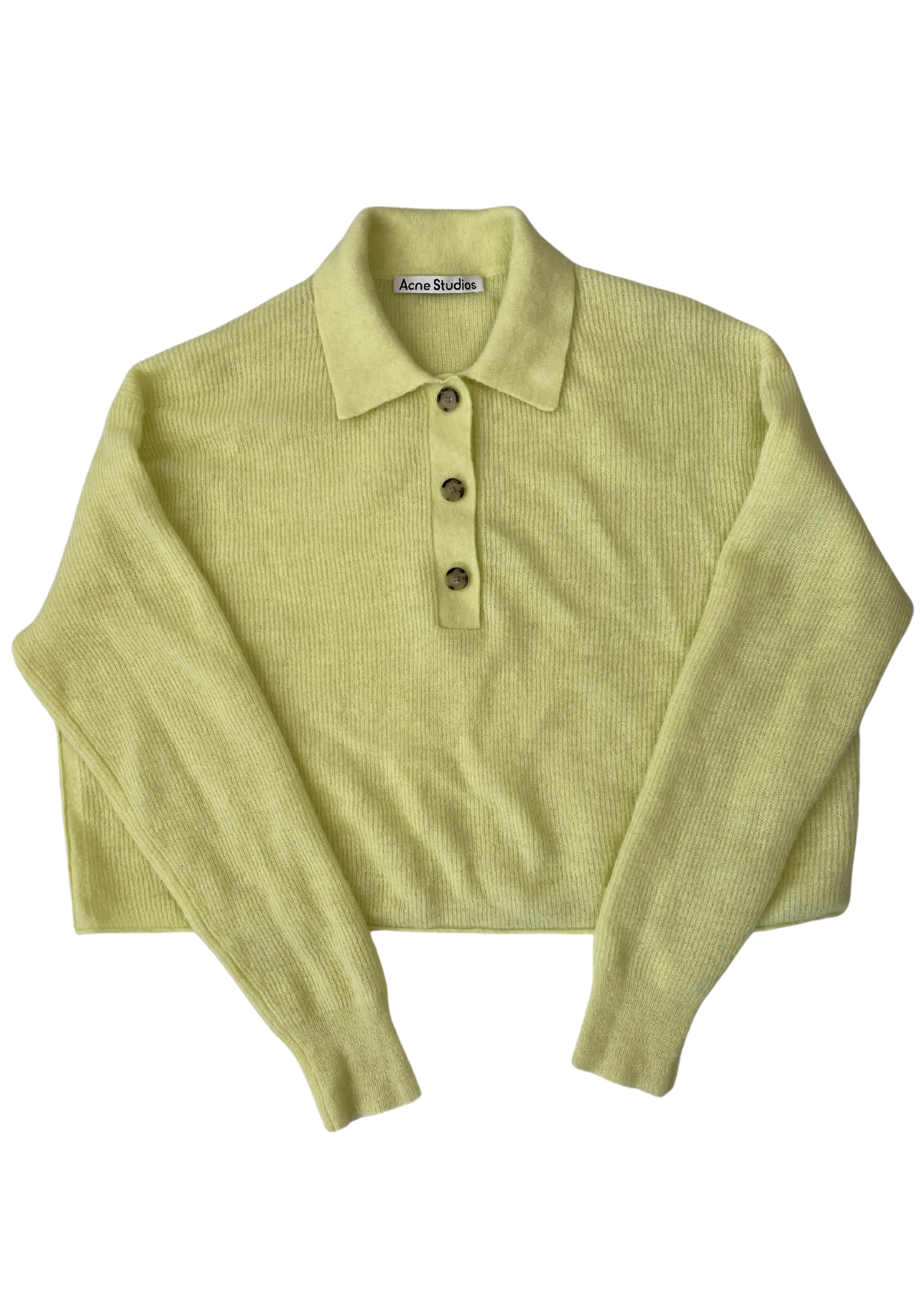 ACNE STUDIOS Chartreuse Cropped Collar Knit