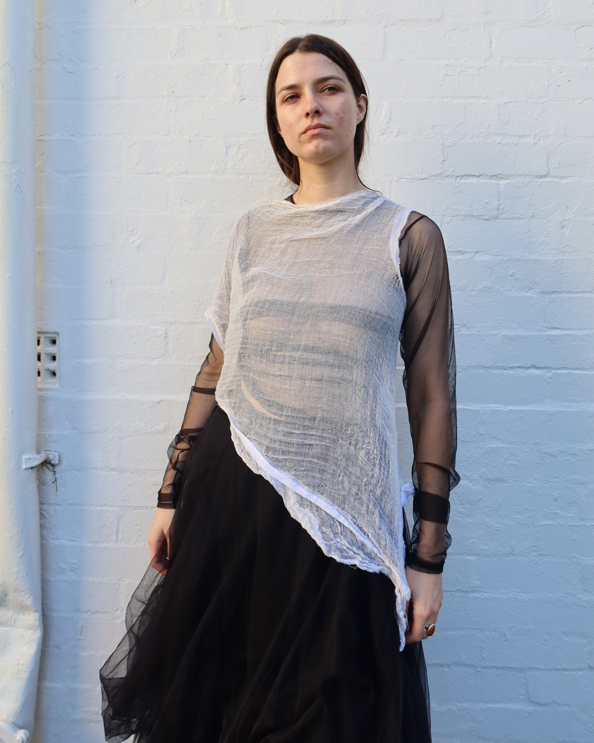 MAISON MARGIELA (IT) Mesh Long Sleeve + Gauze Tank