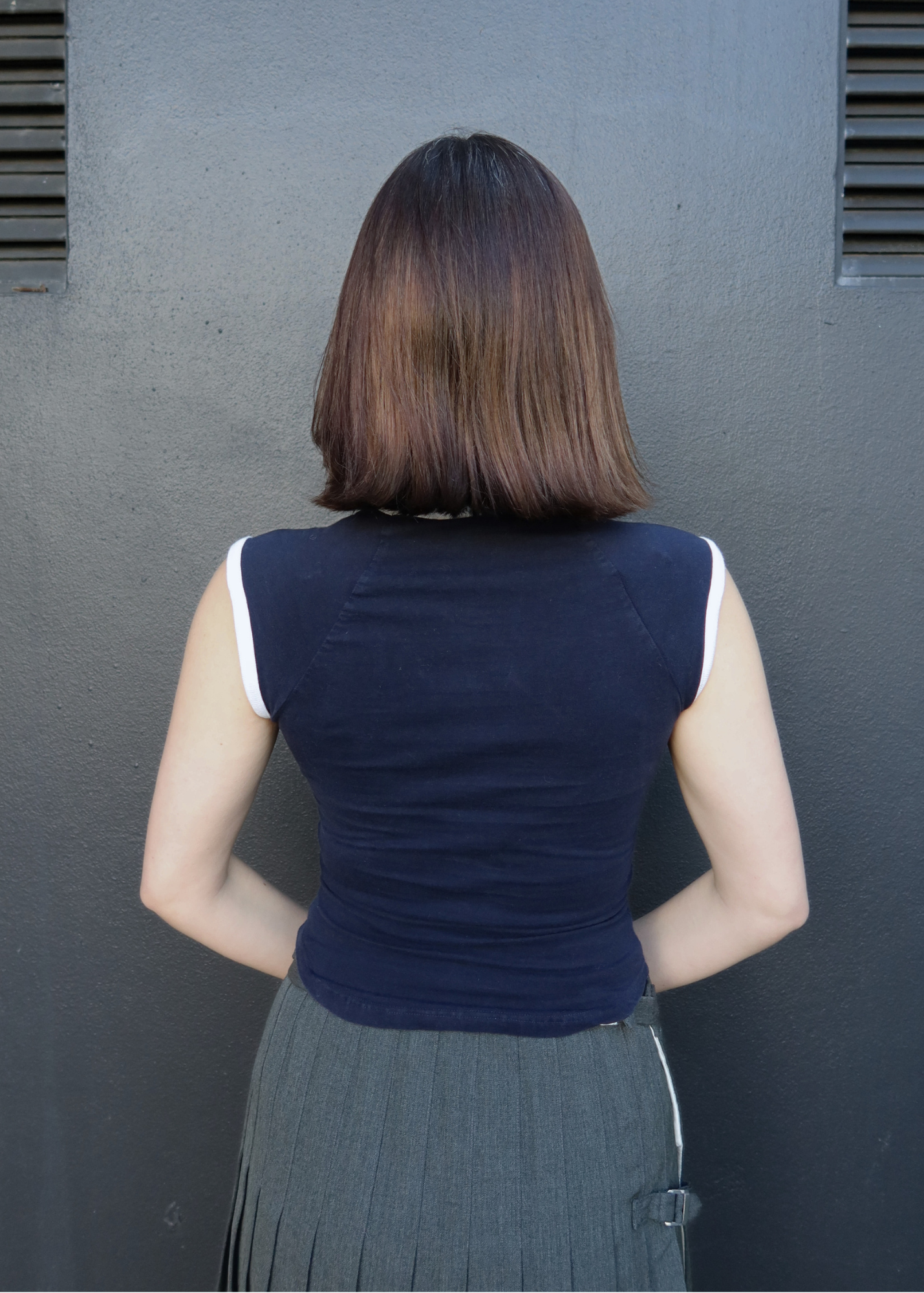 VIVIENNE WESTWOOD RED LABEL Navy/White Square Neck Tank W/ Orb Logo