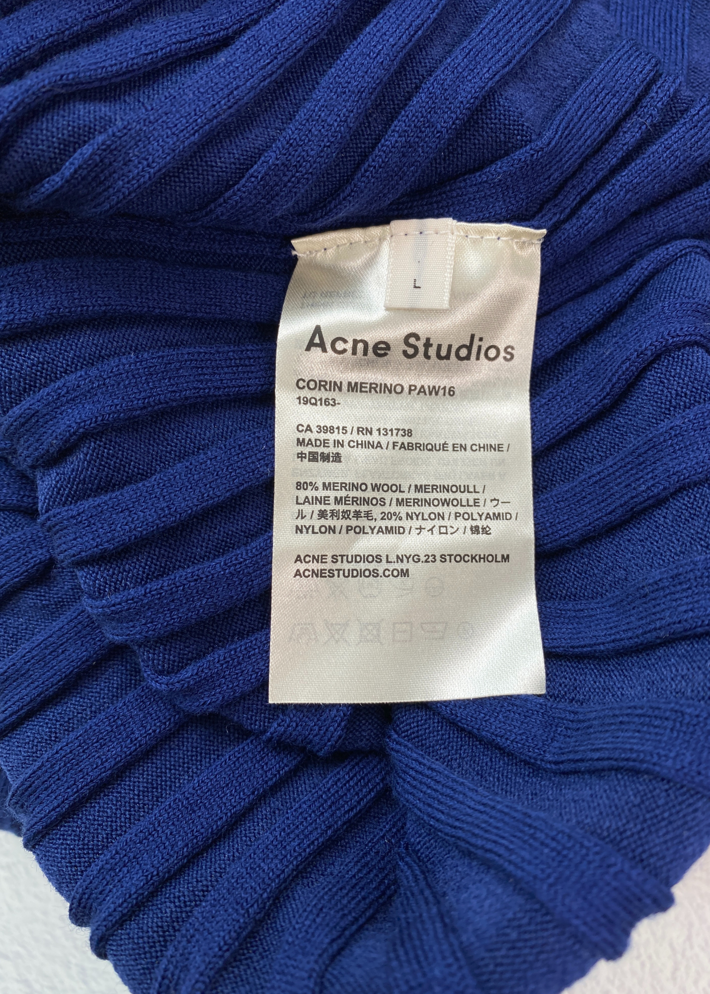 ACNE STUDIOS Merino Wool Blend Ribbed Turtleneck