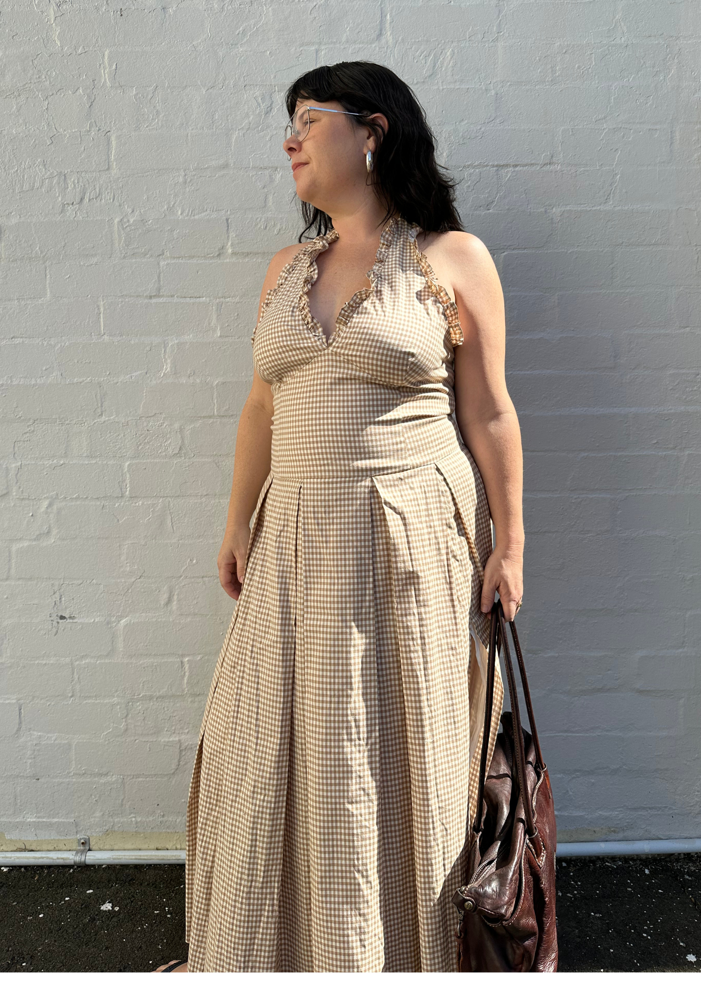 REFORMATION (BNWT) 'Anzo Check Beaux' Halter Midi Dress