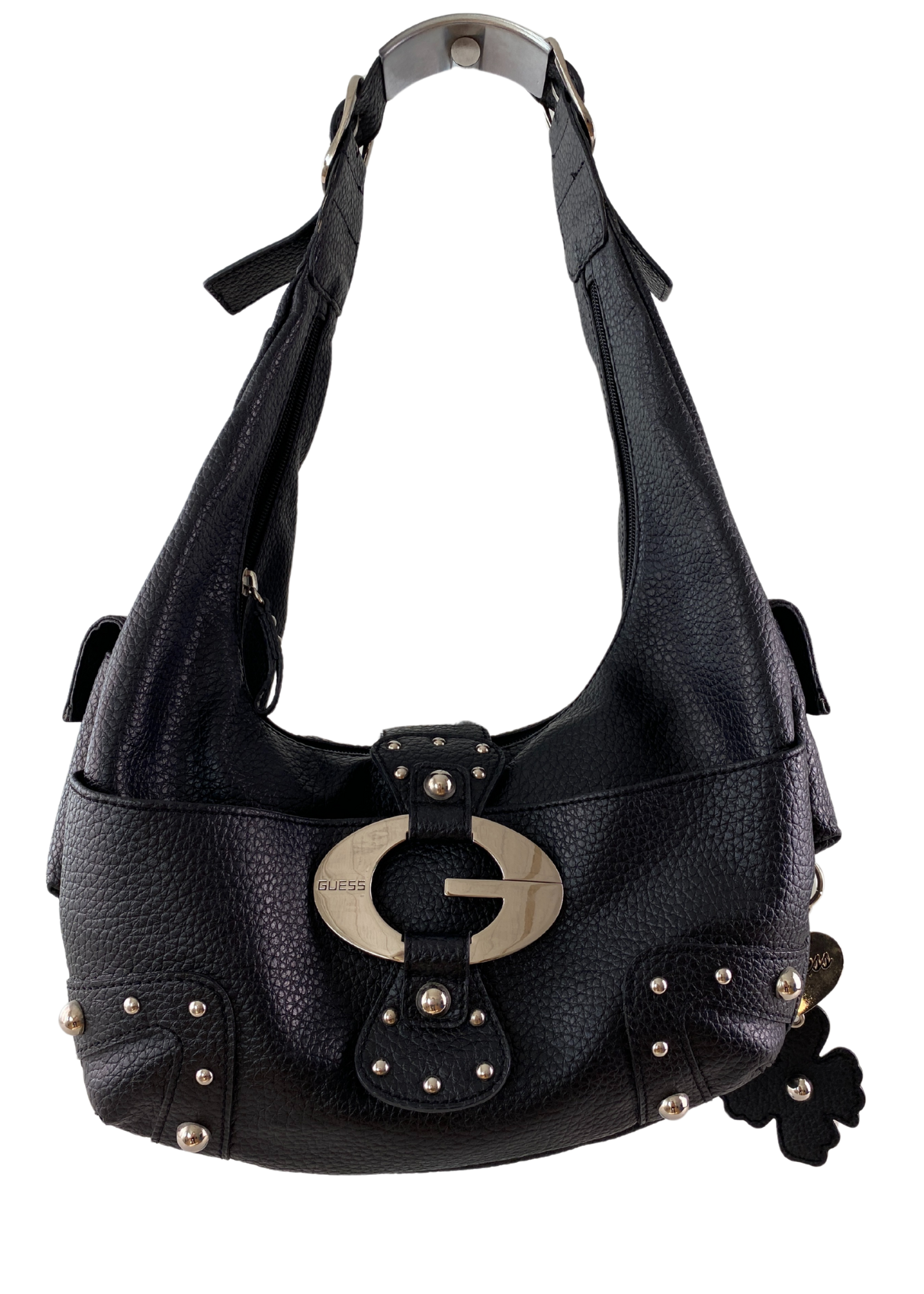 GUESS Pebbled Vegan Leather Studded Hobo Bag