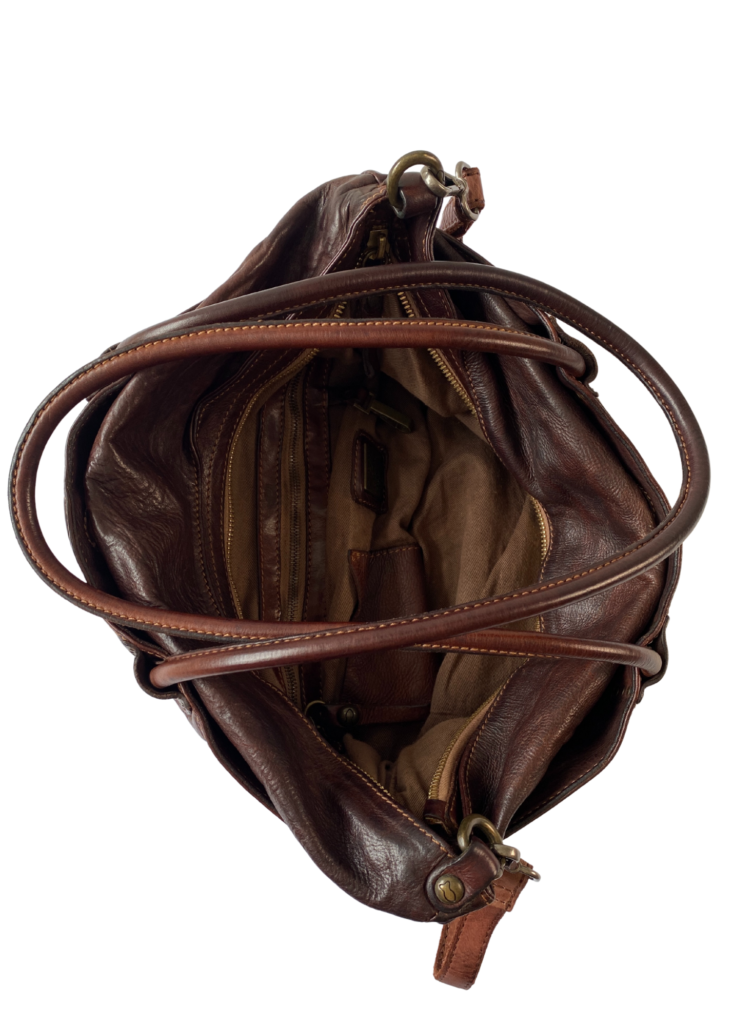 CAMPOMAGGI Leather Gold Studded W Crossbody Strap