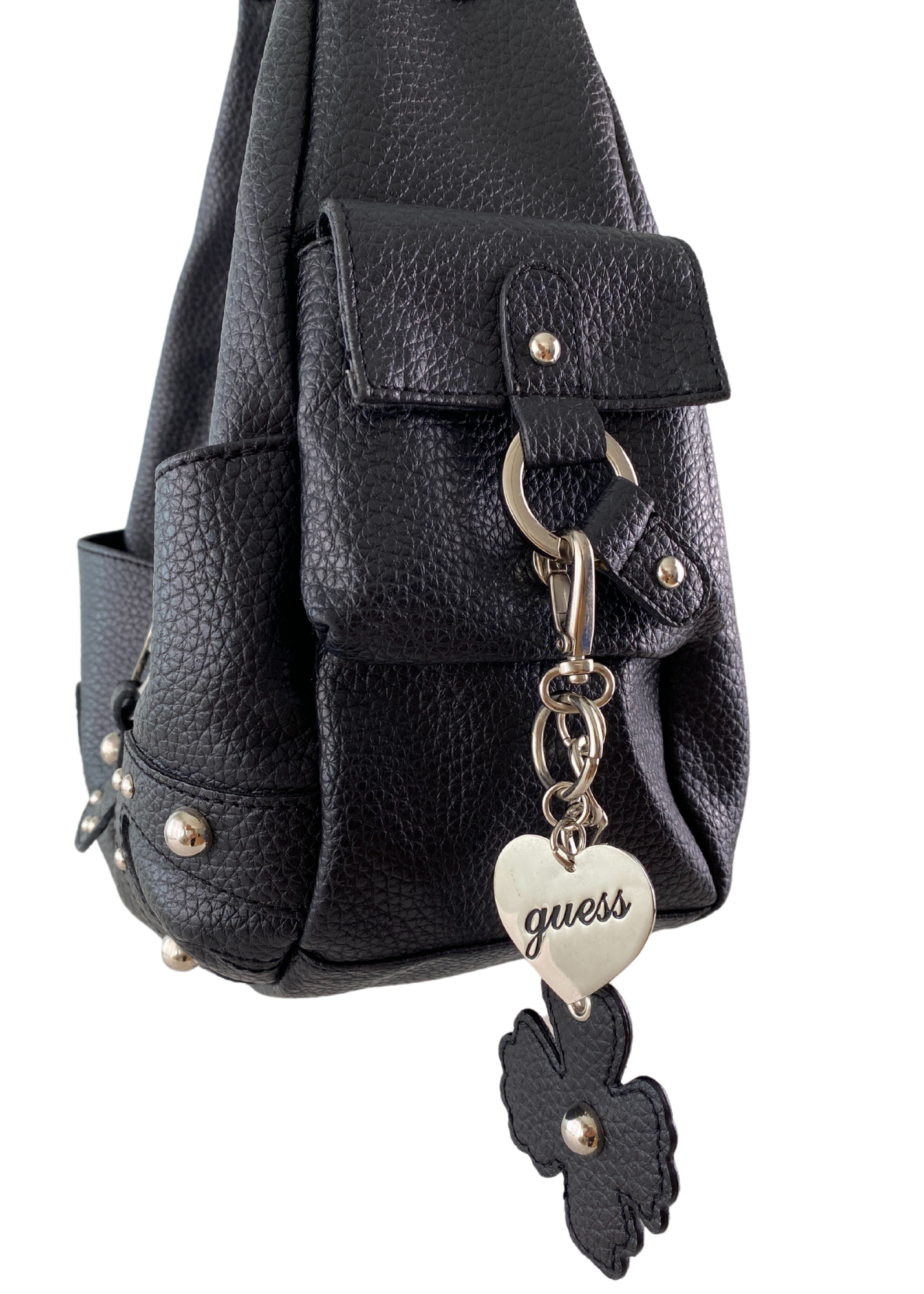 GUESS Pebbled Vegan Leather Studded Hobo Bag
