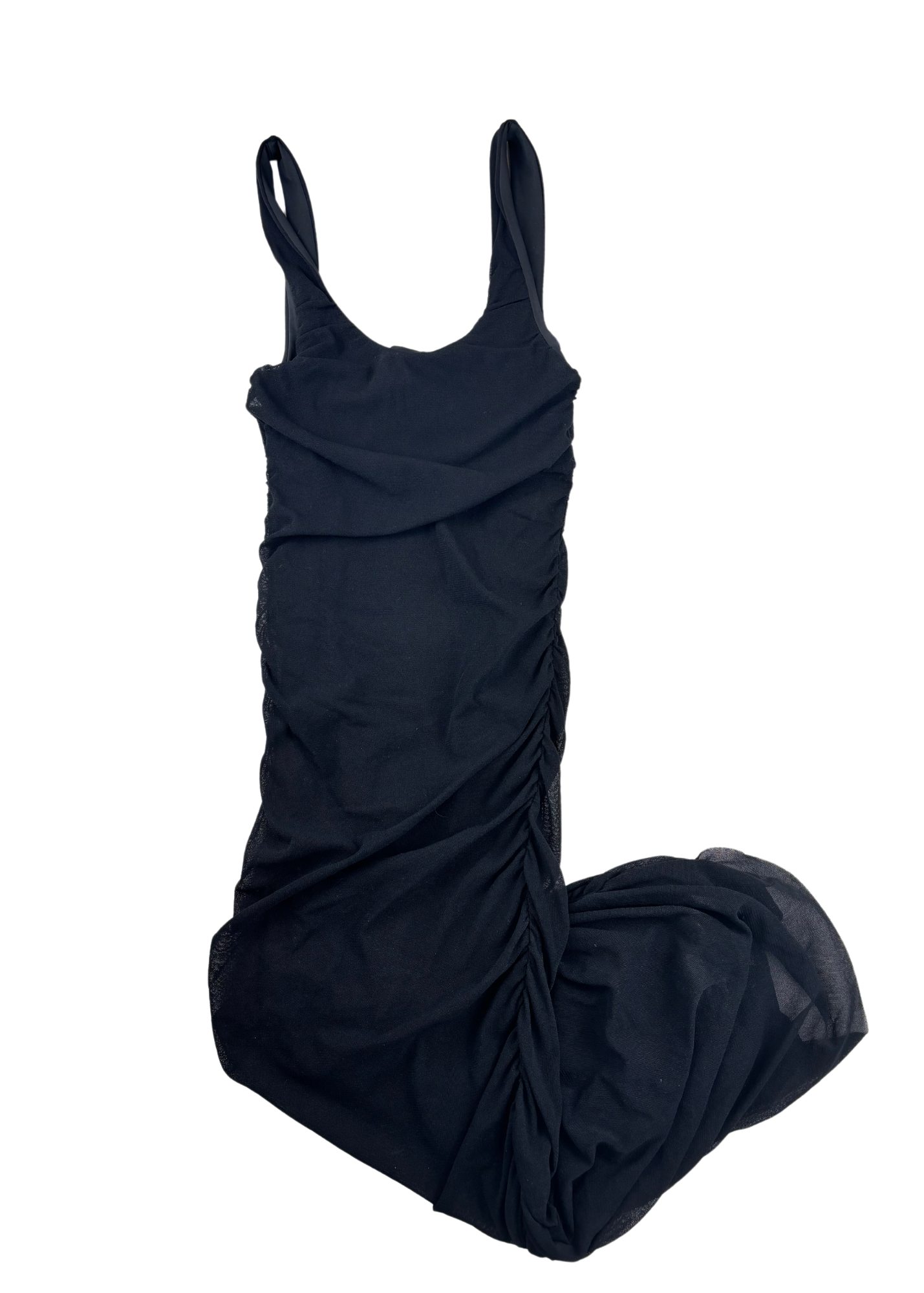 JEAN PAUL GAULTIER SOLEIL Mesh Ruched Midi Dress