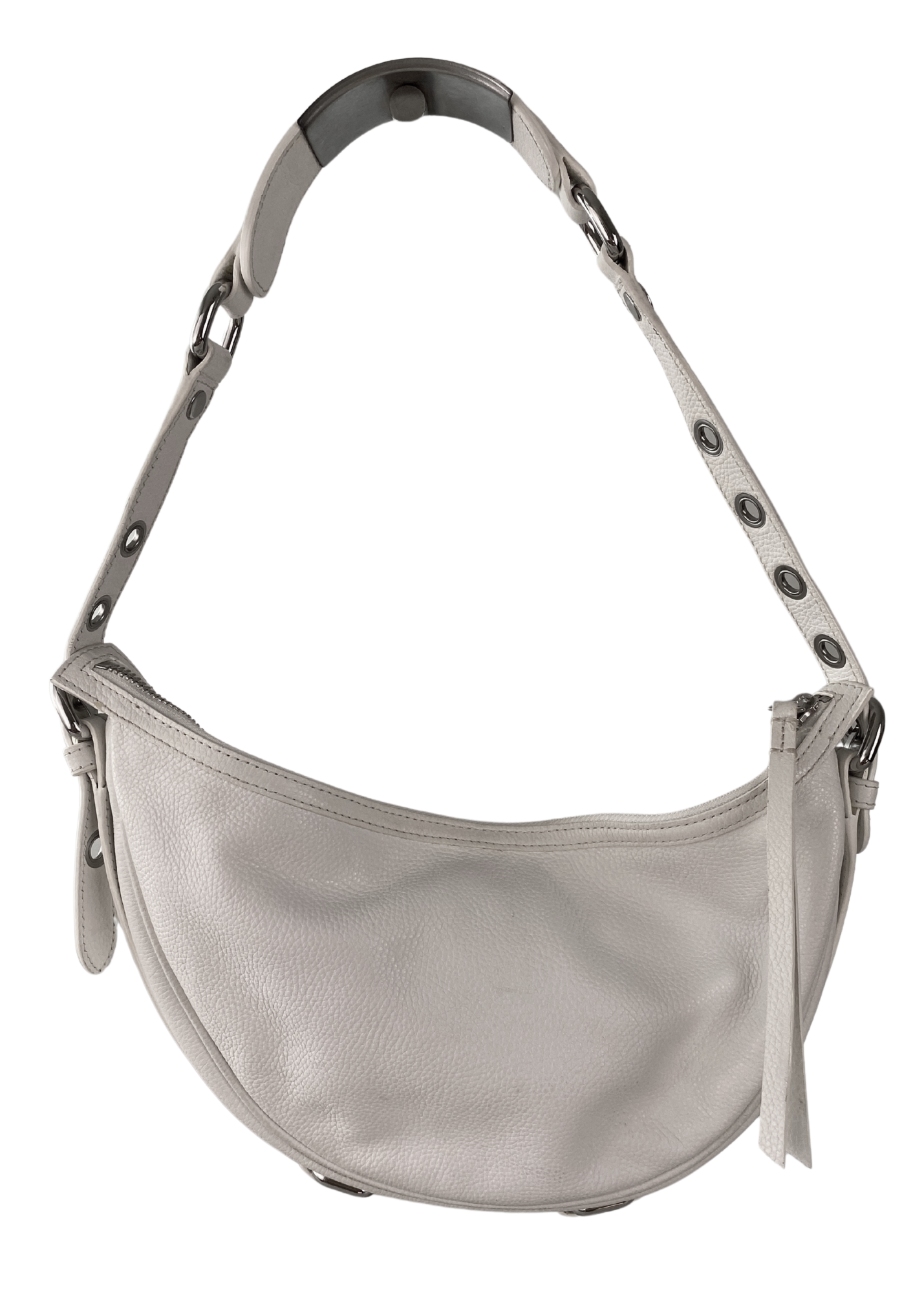 BY FAR (AS IS) Grained Leather Half Moon Shoulder Bag